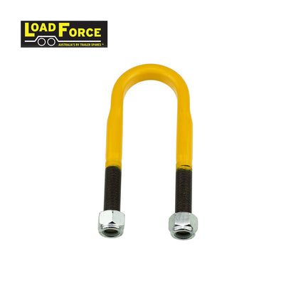 Heavy-duty rated 5/8in U-bolt 50mm round x 170mm long - Yellow - Trailer Spares Direct