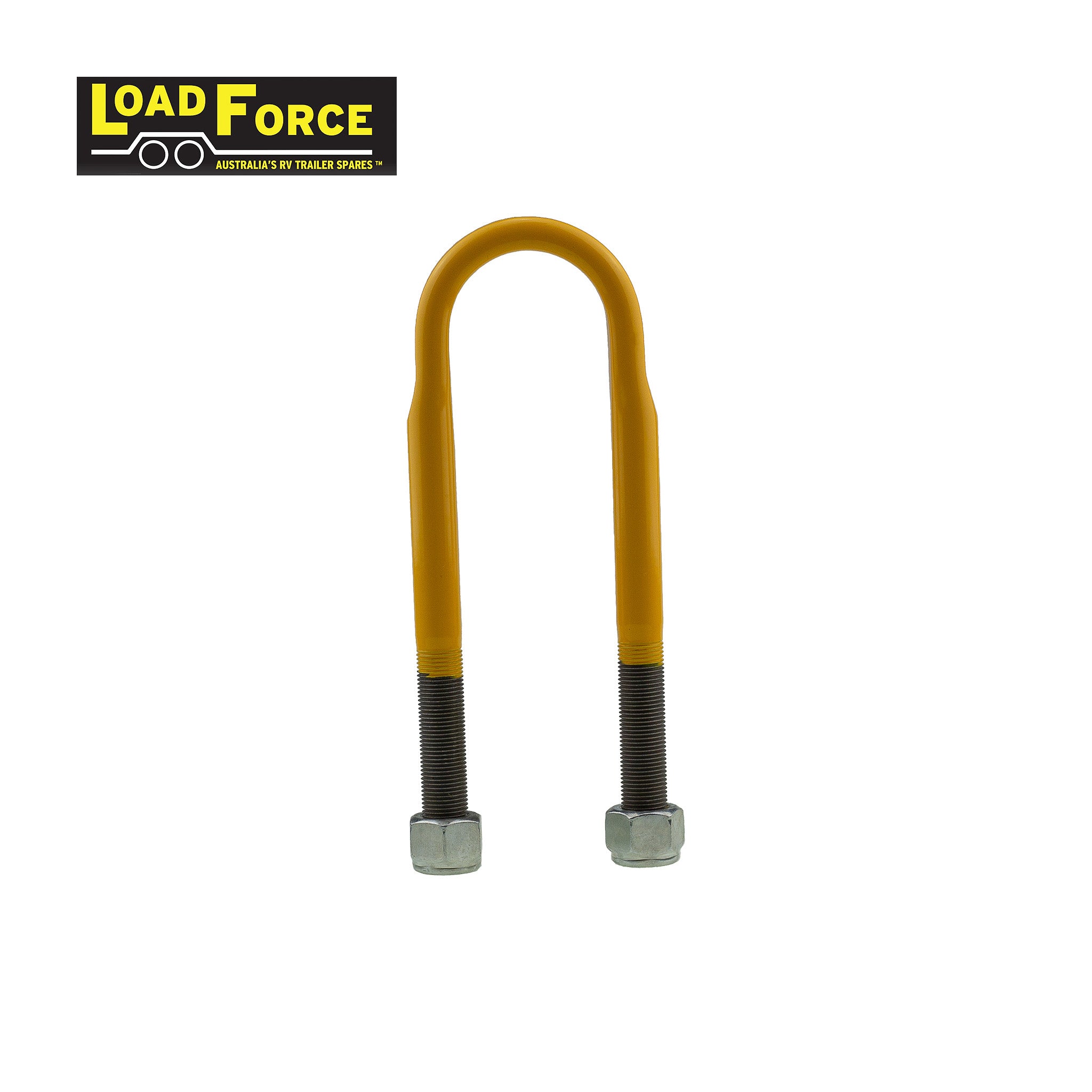 Heavy-duty rated 5/8in U-bolt 50mm round x 215mm long - Yellow
