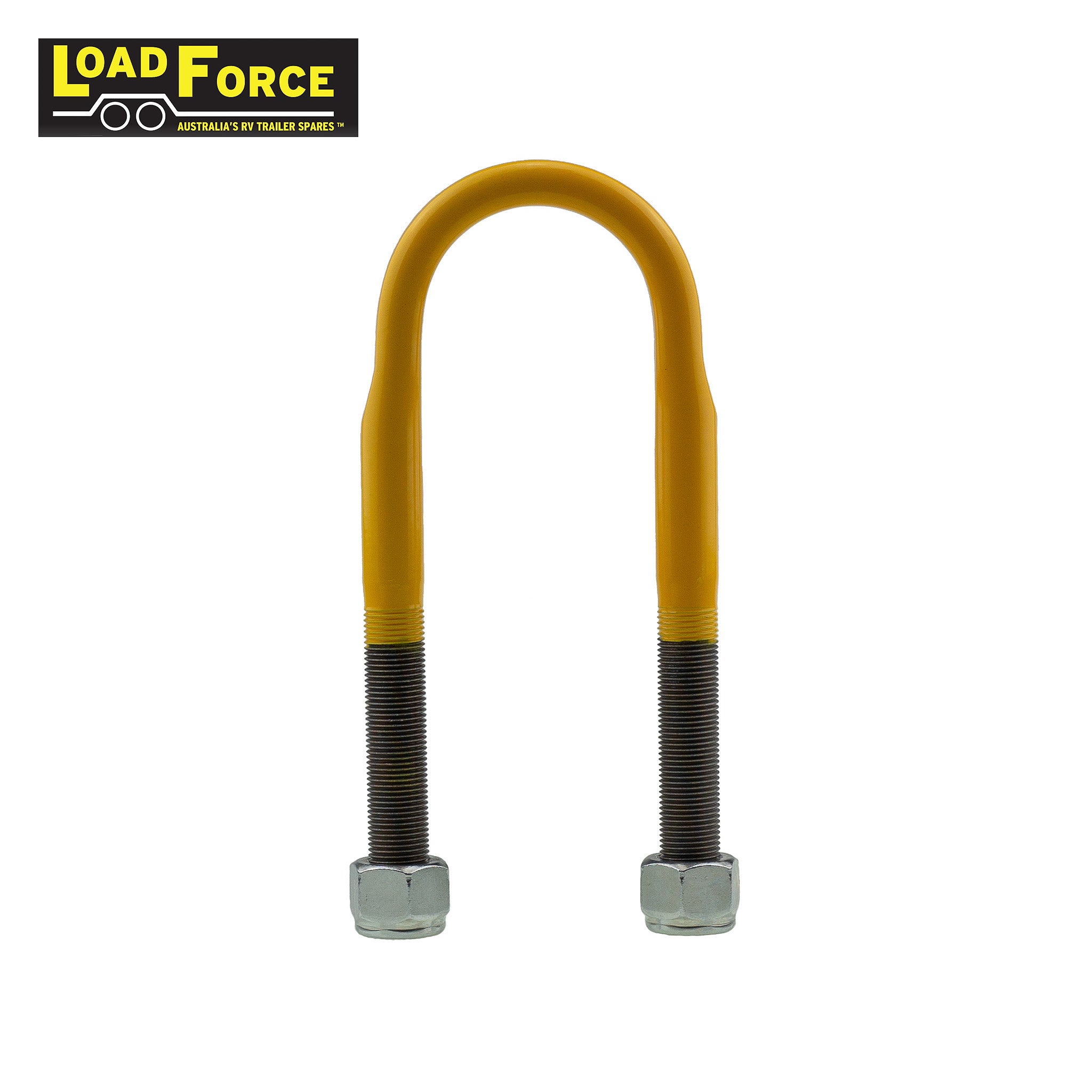 Heavy-duty rated 5/8in U-bolt 56mm round x 180mm long - Yellow