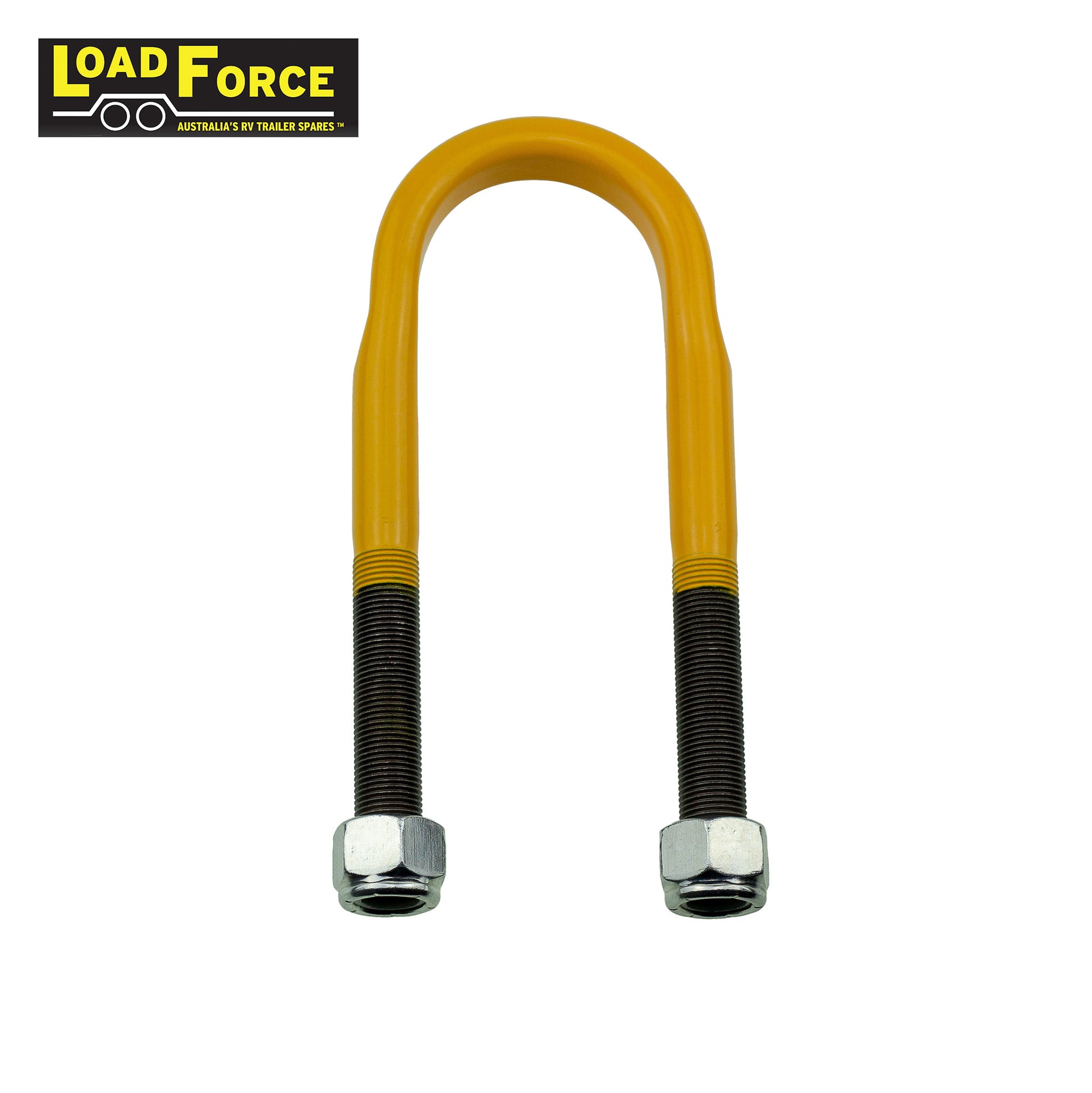 Heavy-duty rated 5/8in U-bolt 56mm round x 180mm long - Yellow - Trailer Spares Direct