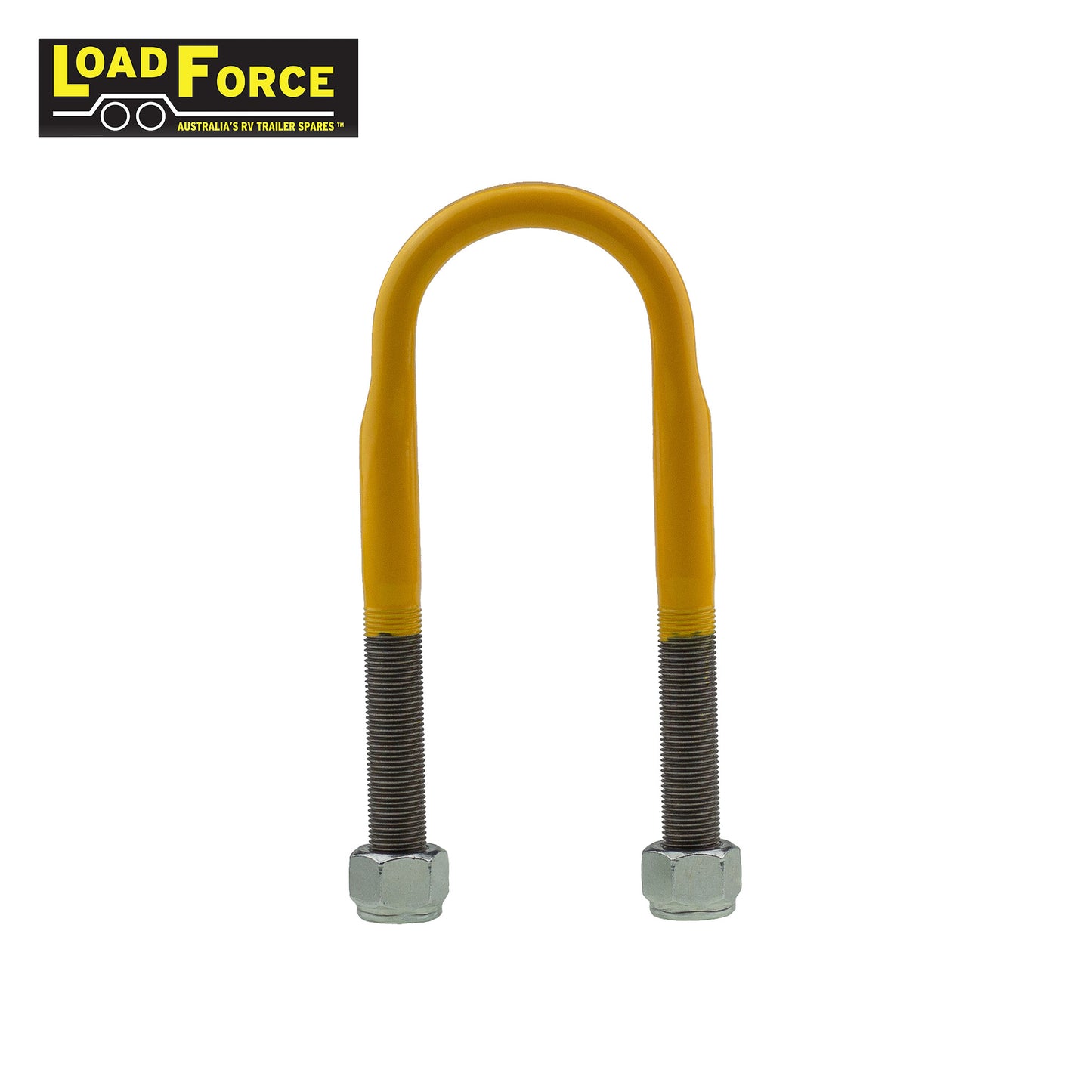 Heavy-duty rated 5/8in U-bolt 60mm round x 180mm long - Yellow - Trailer Spares Direct