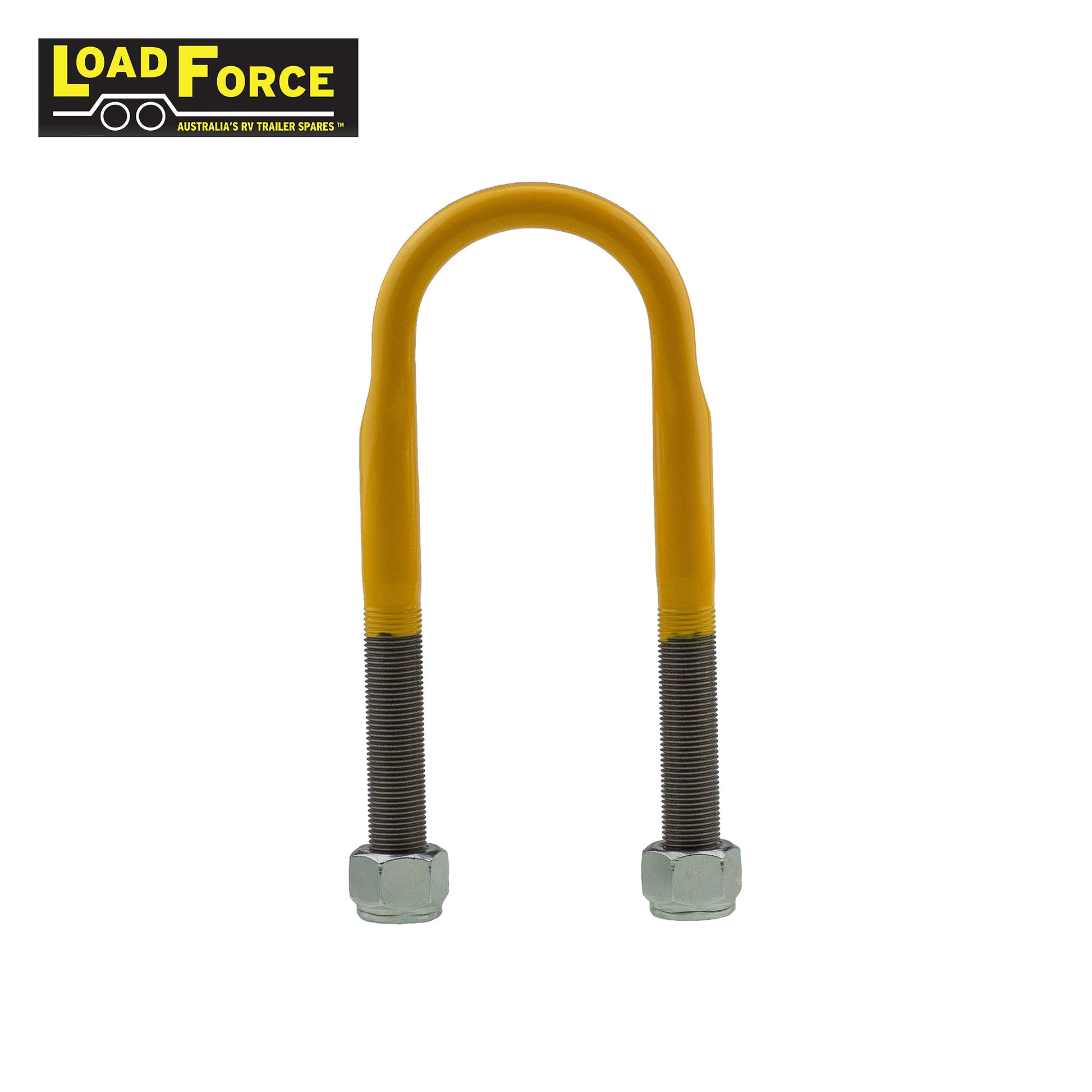 Heavy-duty rated 5/8in U-bolt 60mm round x 180mm long - Yellow - Trailer Spares Direct
