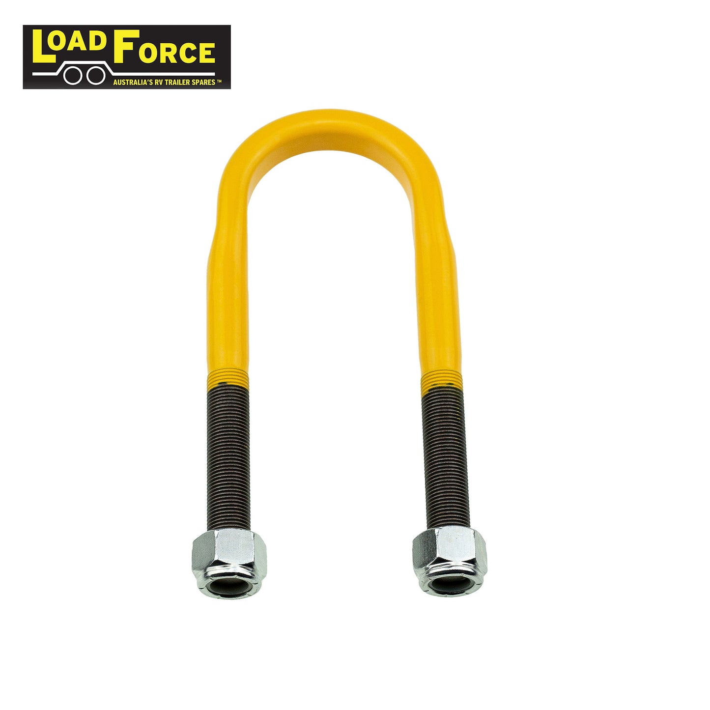 Heavy-duty rated 5/8in U-bolt 60mm round x 180mm long - Yellow - Trailer Spares Direct