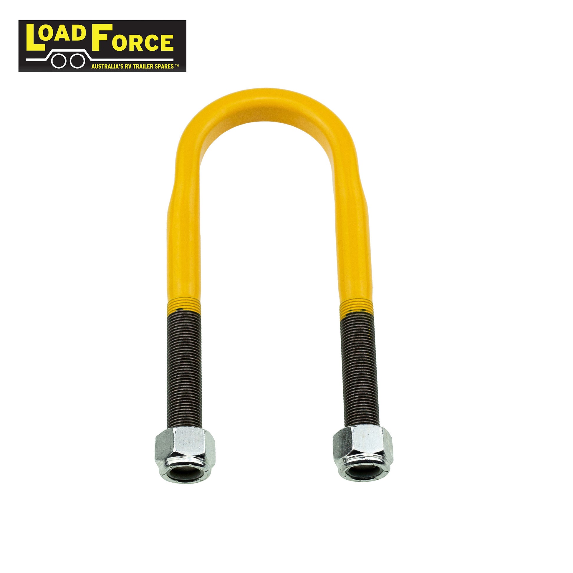 Heavy-duty rated 5/8in U-bolt 60mm round x 180mm long - Yellow - Trailer Spares Direct