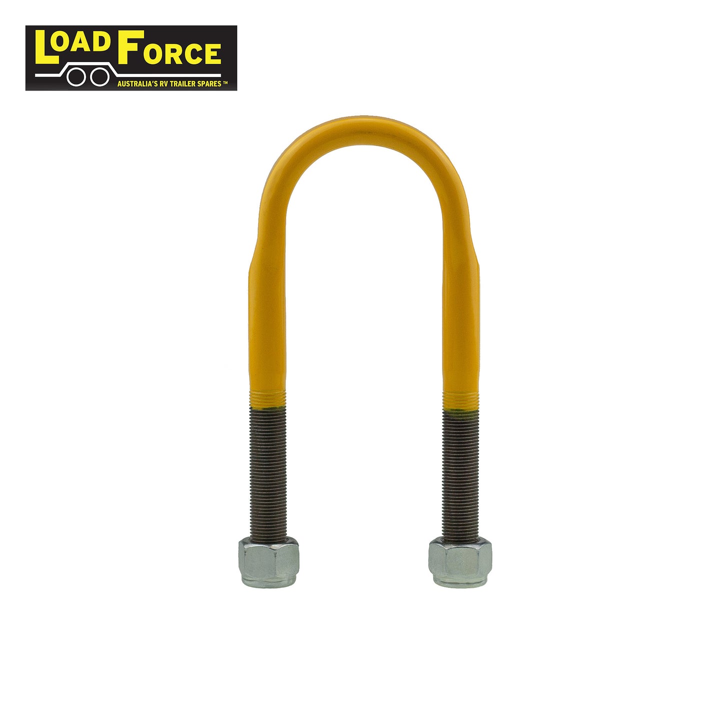 Heavy-duty rated 5/8in U-bolt 65mm round x 180mm long - Yellow - Trailer Spares Direct