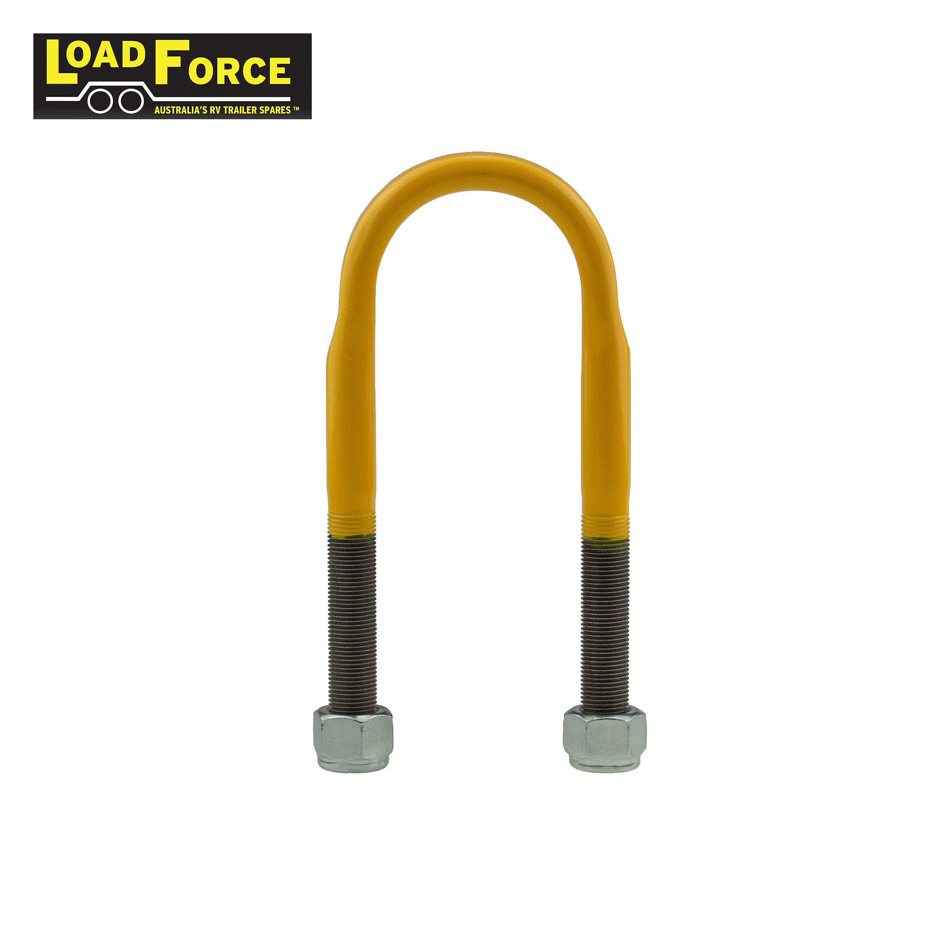 Heavy-duty rated 5/8in U-bolt 65mm round x 180mm long - Yellow - Trailer Spares Direct