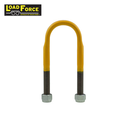 Heavy-duty rated 5/8in U-bolt 65mm round x 180mm long - Yellow - Trailer Spares Direct