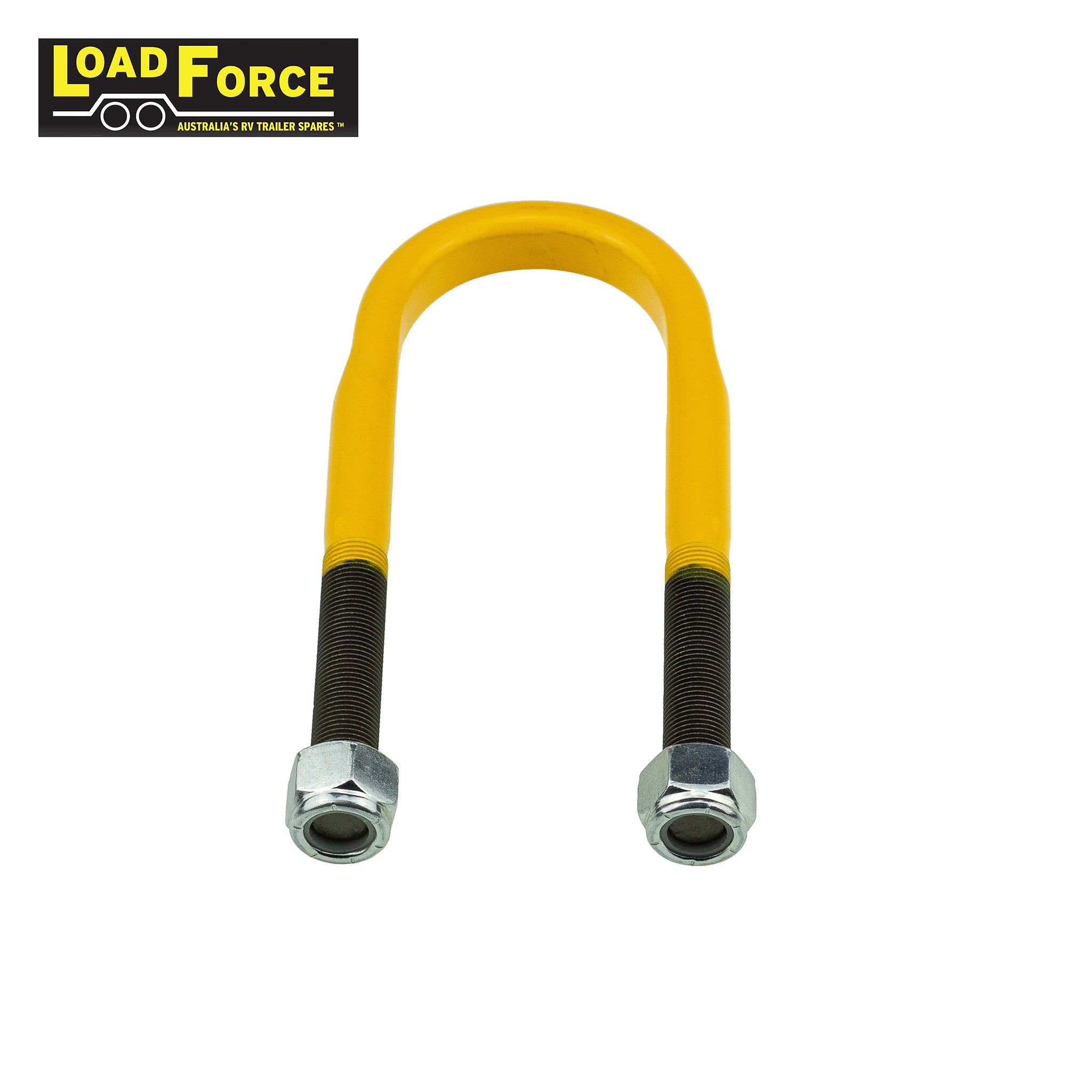 Heavy-duty rated 5/8in U-bolt 65mm round x 180mm long - Yellow