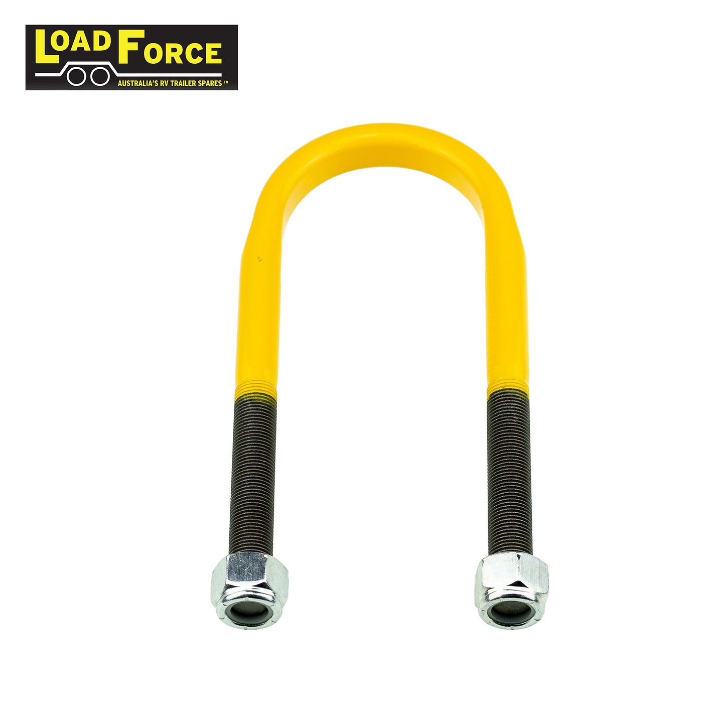 Heavy-duty rated 5/8in U-bolt 75mm round x 200mm long - Yellow - Trailer Spares Direct