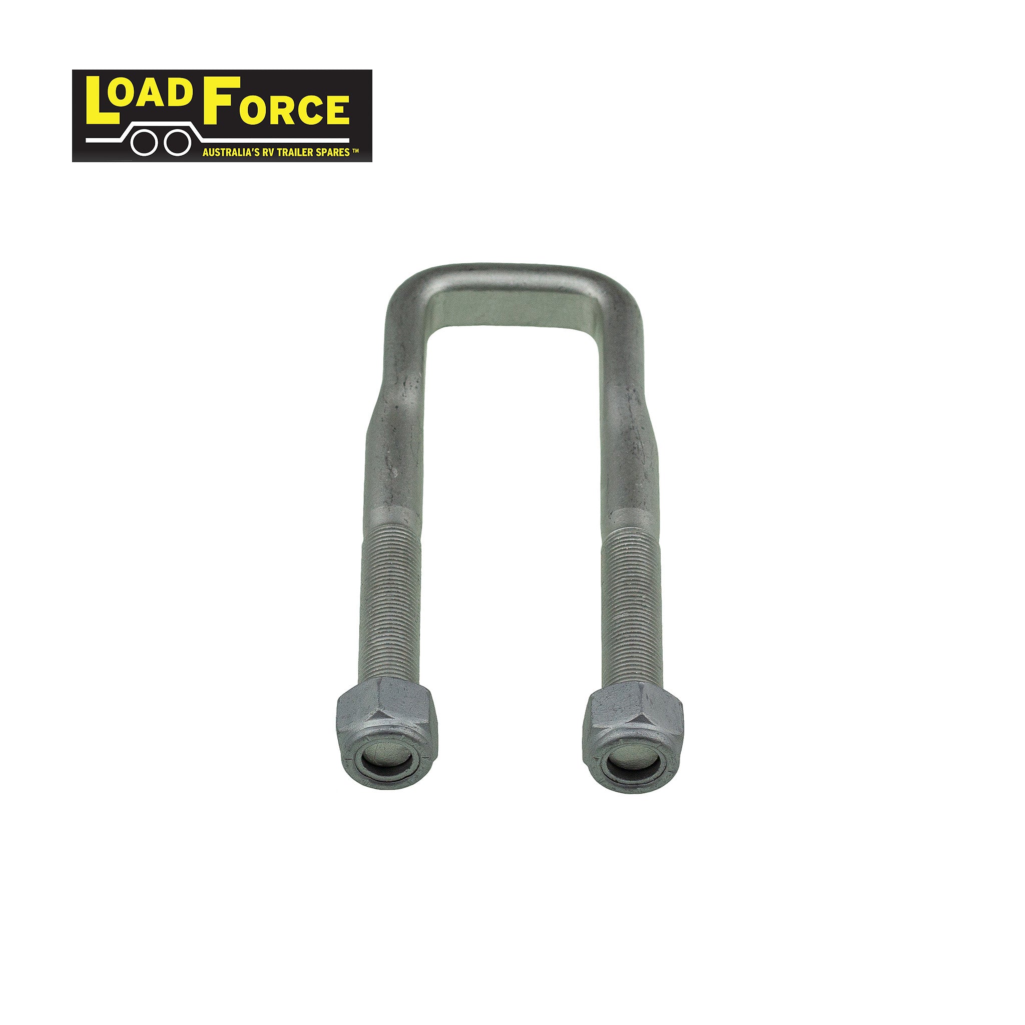 Heavy-duty rated 5/8in U-bolt 45mm square x 160mm long - Dacromet