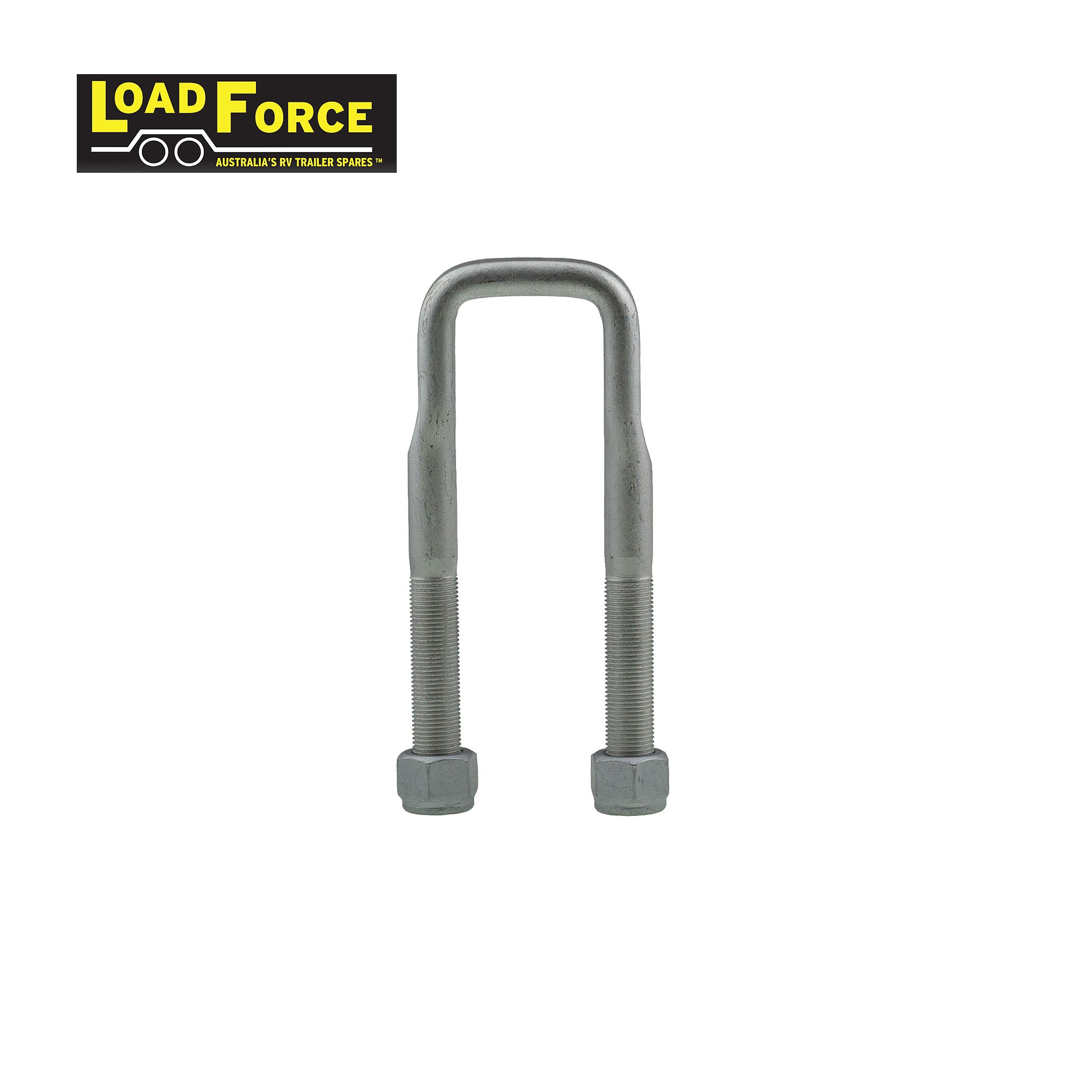 Heavy-duty rated 5/8in U-bolt 45mm square x 160mm long - Dacromet