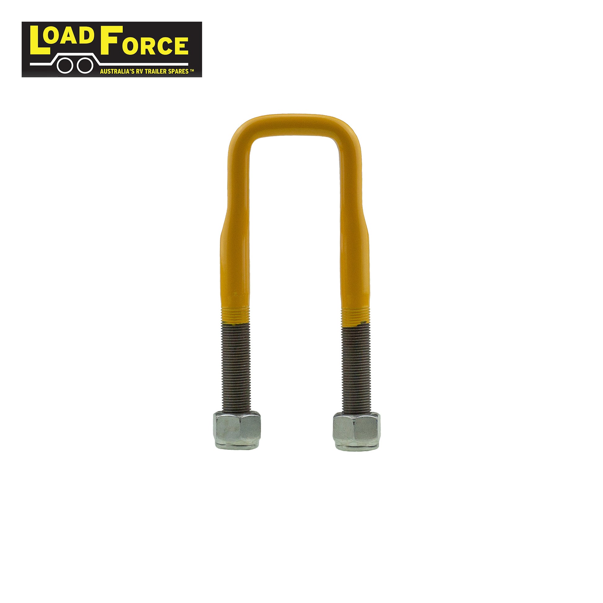 Heavy-duty rated 5/8in U-bolt 45mm square x 160mm long - Yellow - Trailer Spares Direct