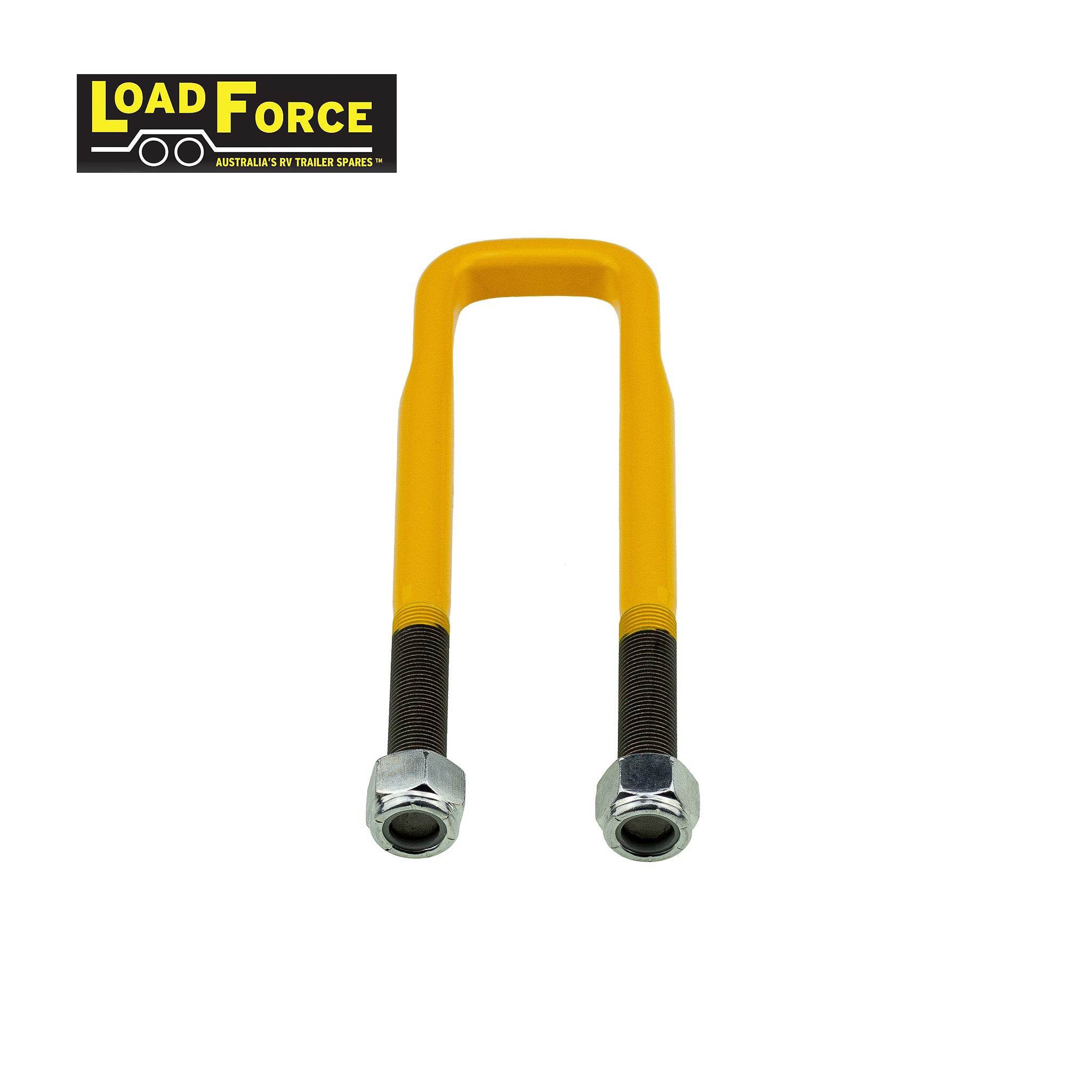 Heavy-duty rated 5/8in U-bolt 45mm square x 205mm long - Yellow