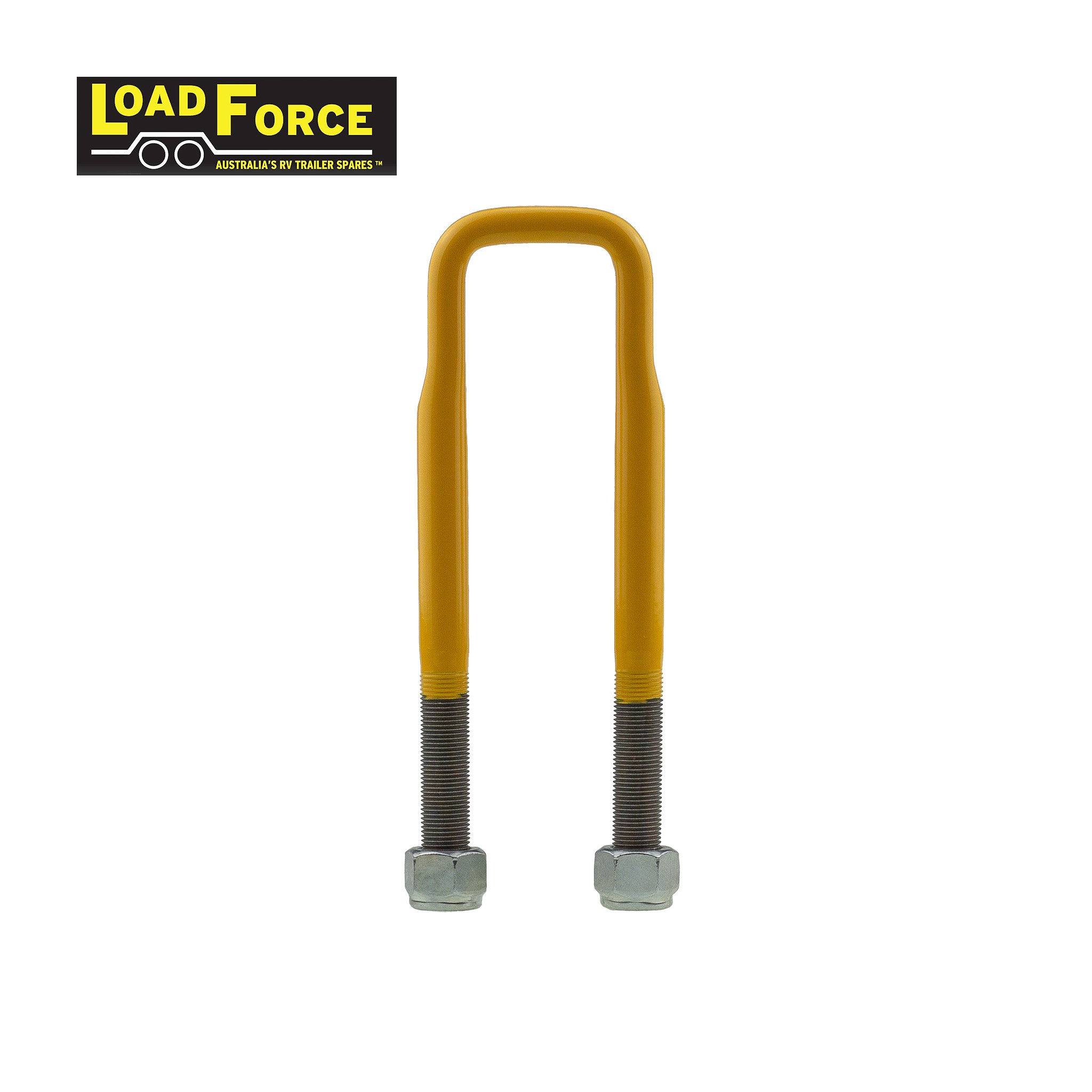 Heavy-duty rated 5/8in U-bolt 45mm square x 205mm long - Yellow