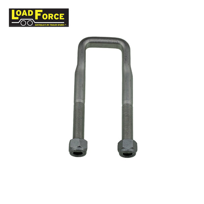 Heavy-duty rated 5/8in U-bolt 50mm square x 170mm long - Dacromet - Trailer Spares Direct