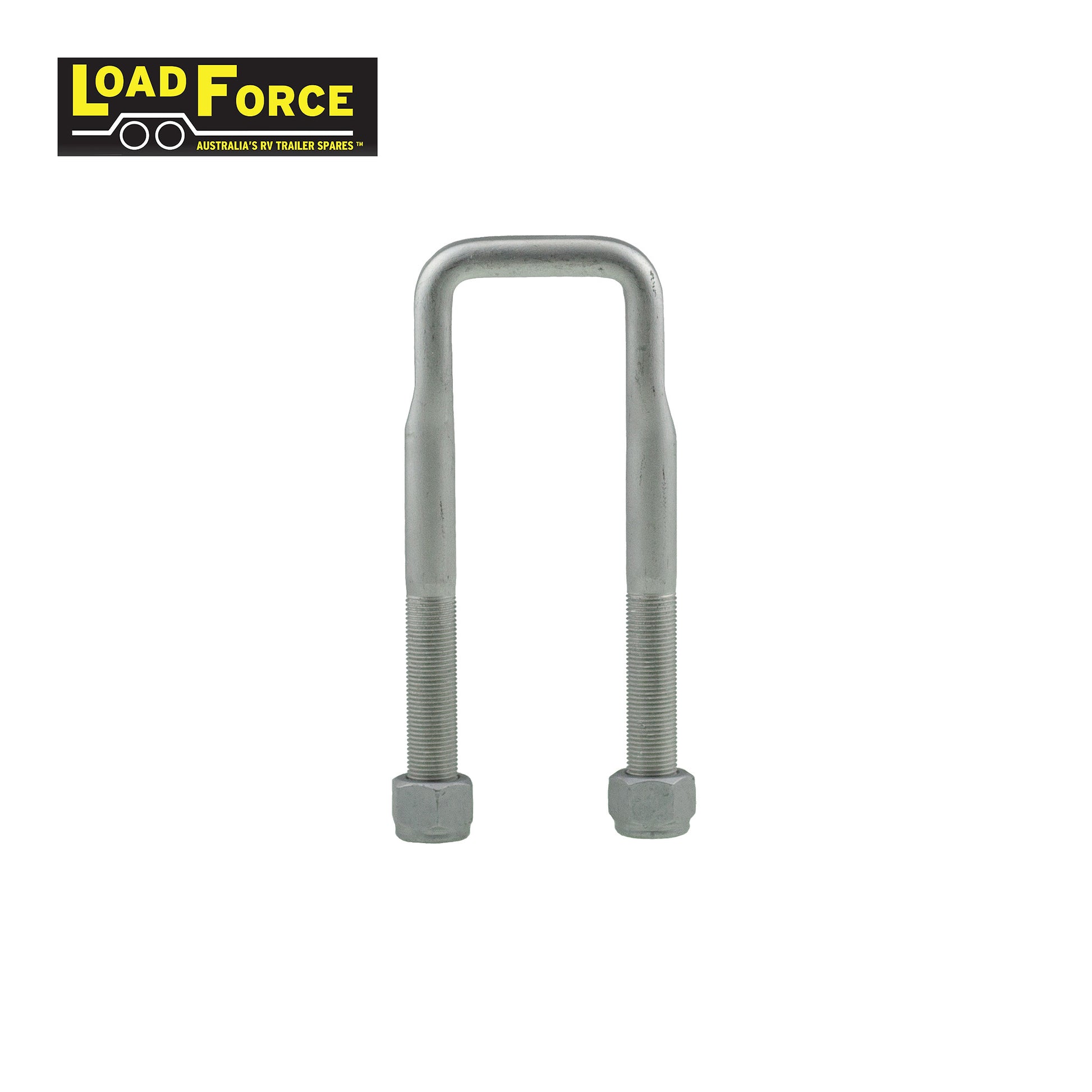 Heavy-duty rated 5/8in U-bolt 50mm square x 170mm long - Dacromet - Trailer Spares Direct