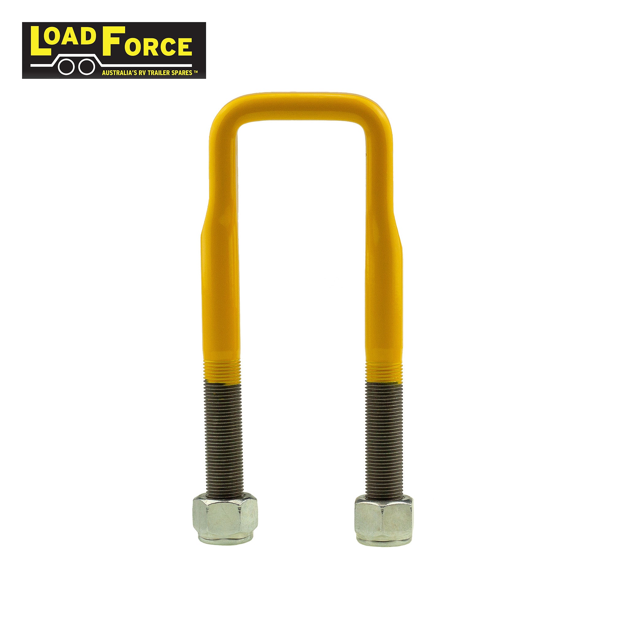 Heavy-duty rated 5/8in U-bolt 50mm square x 170mm long - Yellow