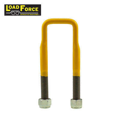 Heavy-duty rated 5/8in U-bolt 50mm square x 170mm long - Yellow - Trailer Spares Direct