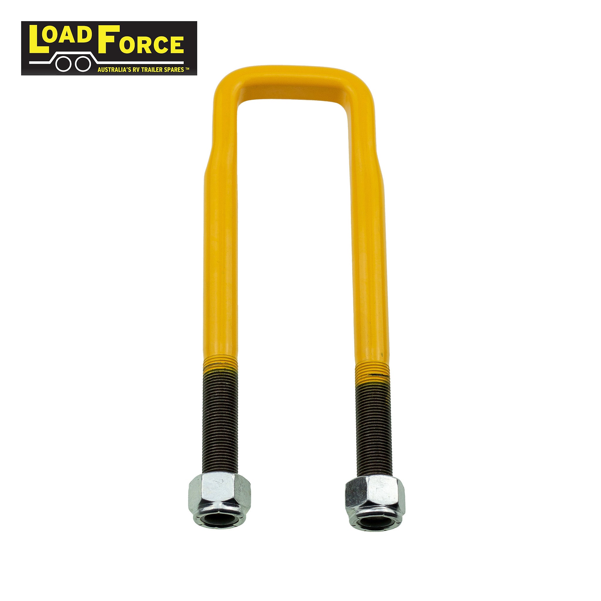 Heavy-duty rated 5/8in U-bolt 50mm square x 215mm long - Yellow