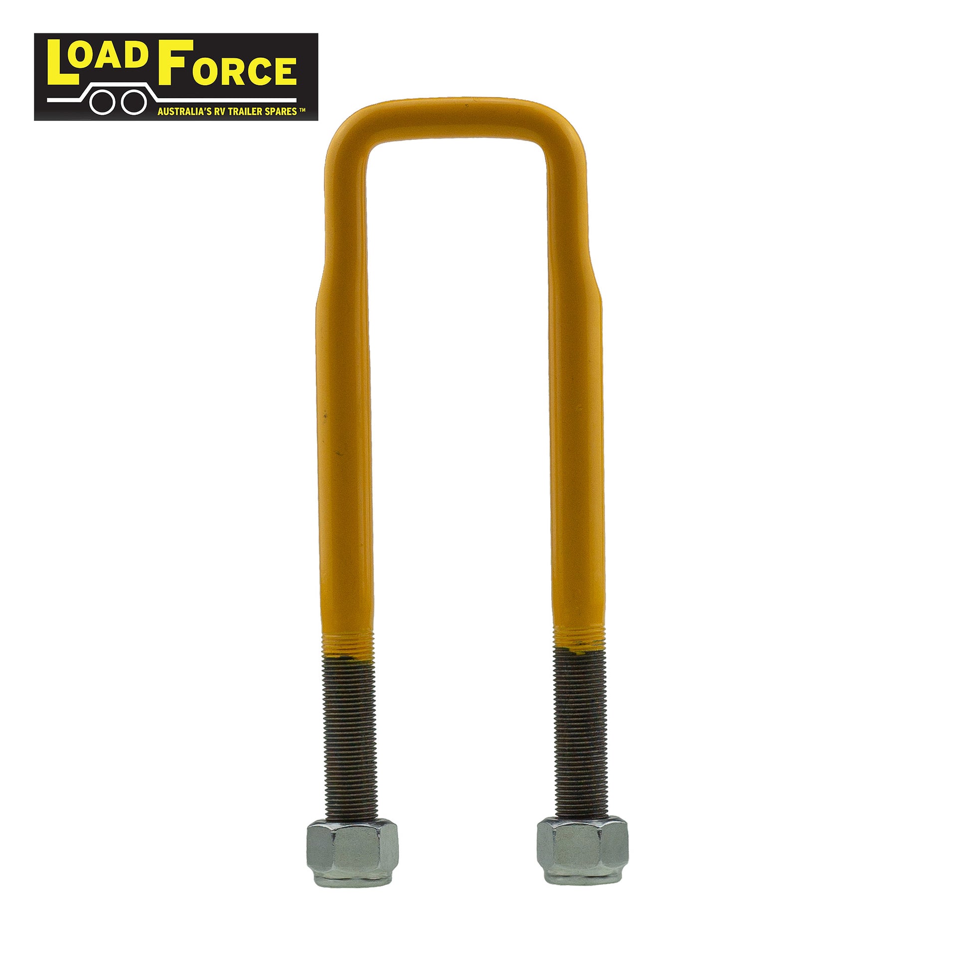 Heavy-duty rated 5/8in U-bolt 50mm square x 215mm long - Yellow - Trailer Spares Direct