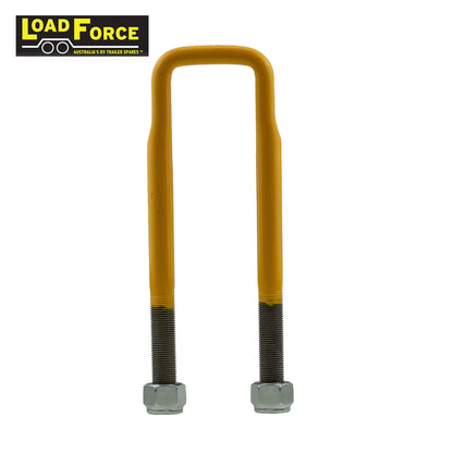 Heavy-duty rated 5/8in U-bolt 50mm square x 215mm long - Yellow - Trailer Spares Direct