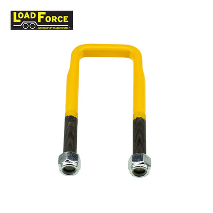 Heavy-duty rated 5/8in U-bolt 63mm square x 180mm long - Yellow - Trailer Spares Direct