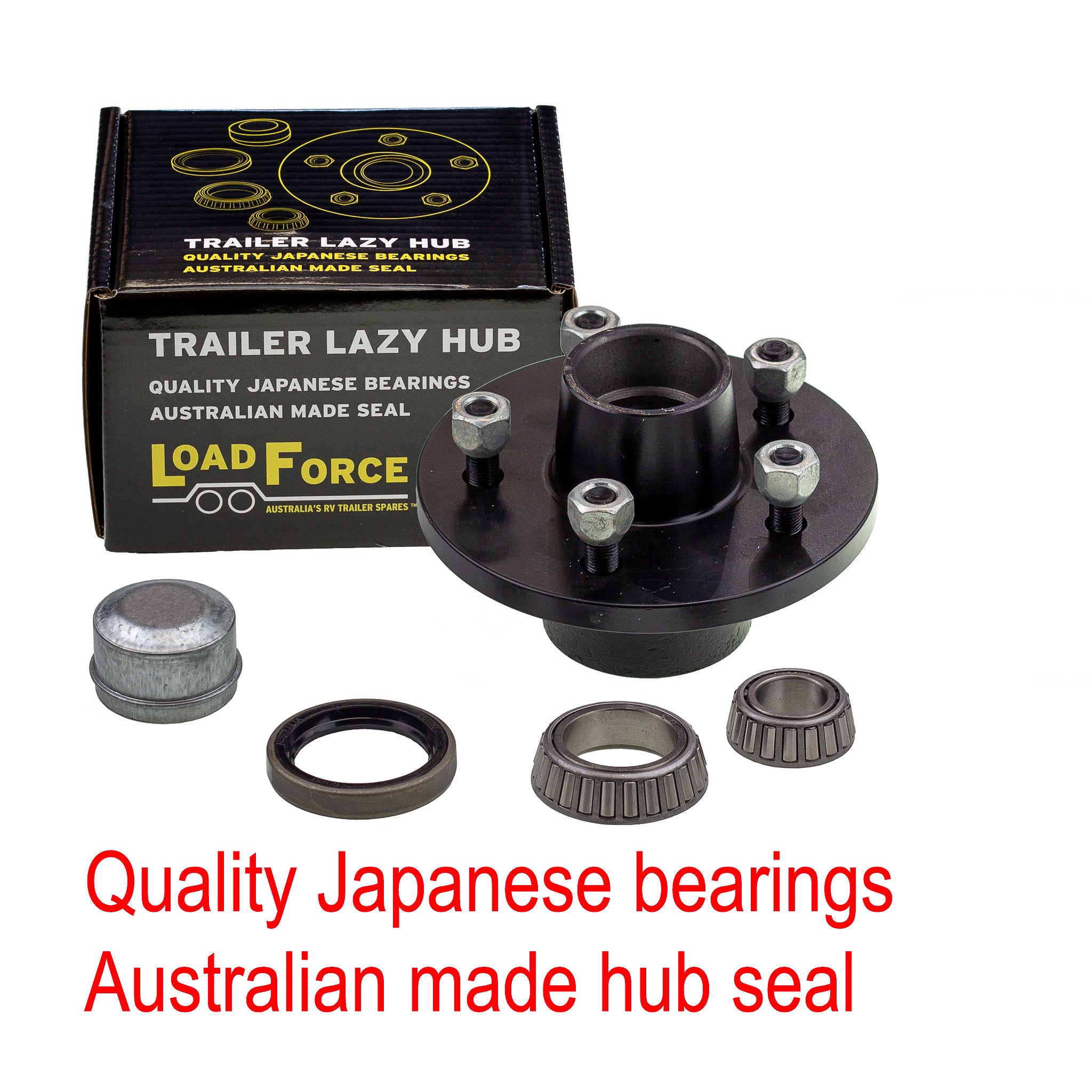 LoadForce 6 inch lazy hub assembly HT 5 stud LM (Holden) bearing