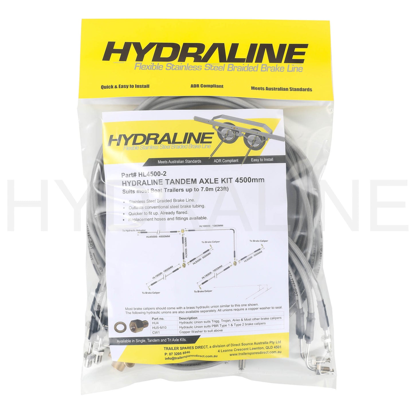 Tandem axle HydraLine kit with 4500mm lead line - Trailer Spares Direct