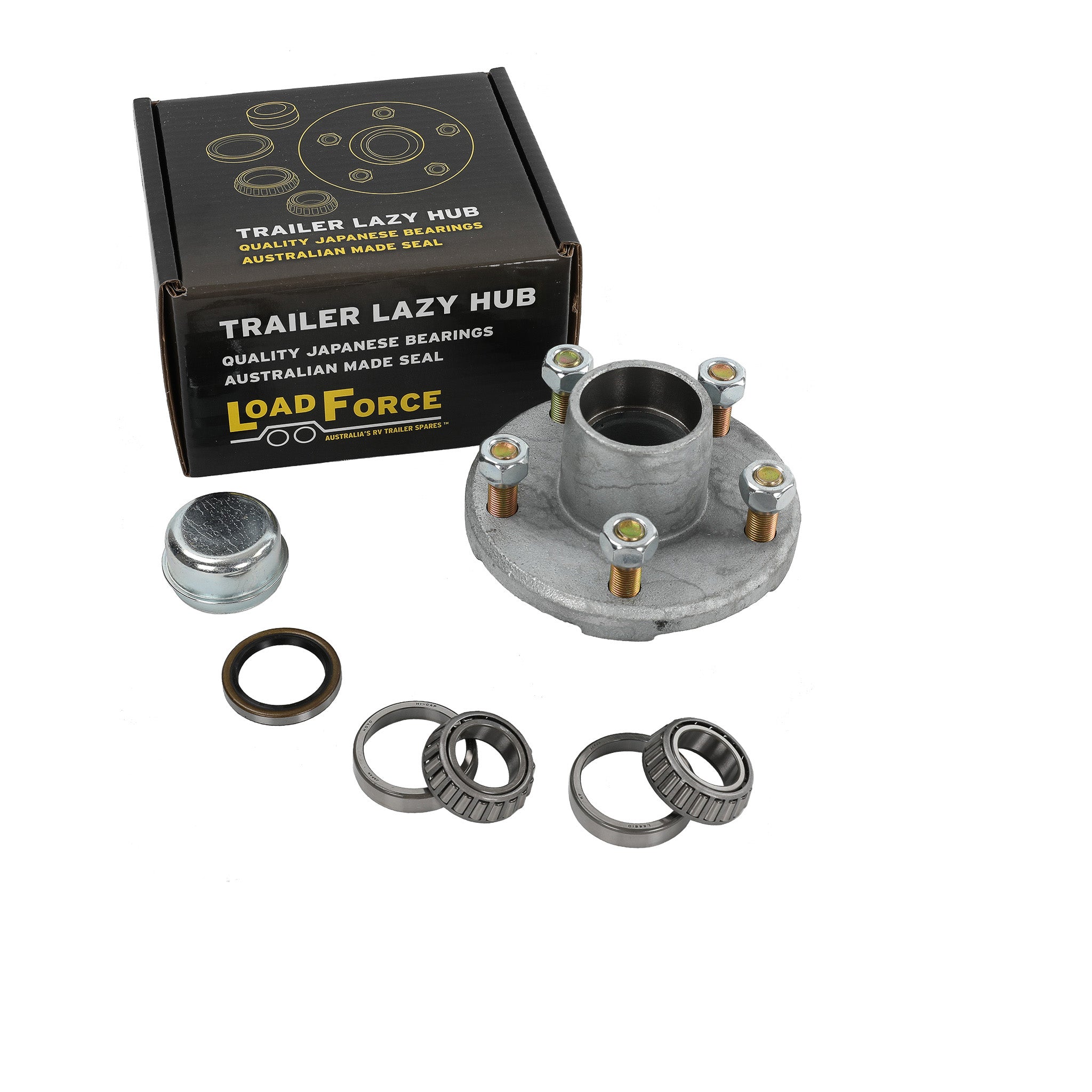 LoadForce 5.5 inch hub assembly 5 stud, 4.5inch PCD (Ford) galvanised USA 2000lb axles