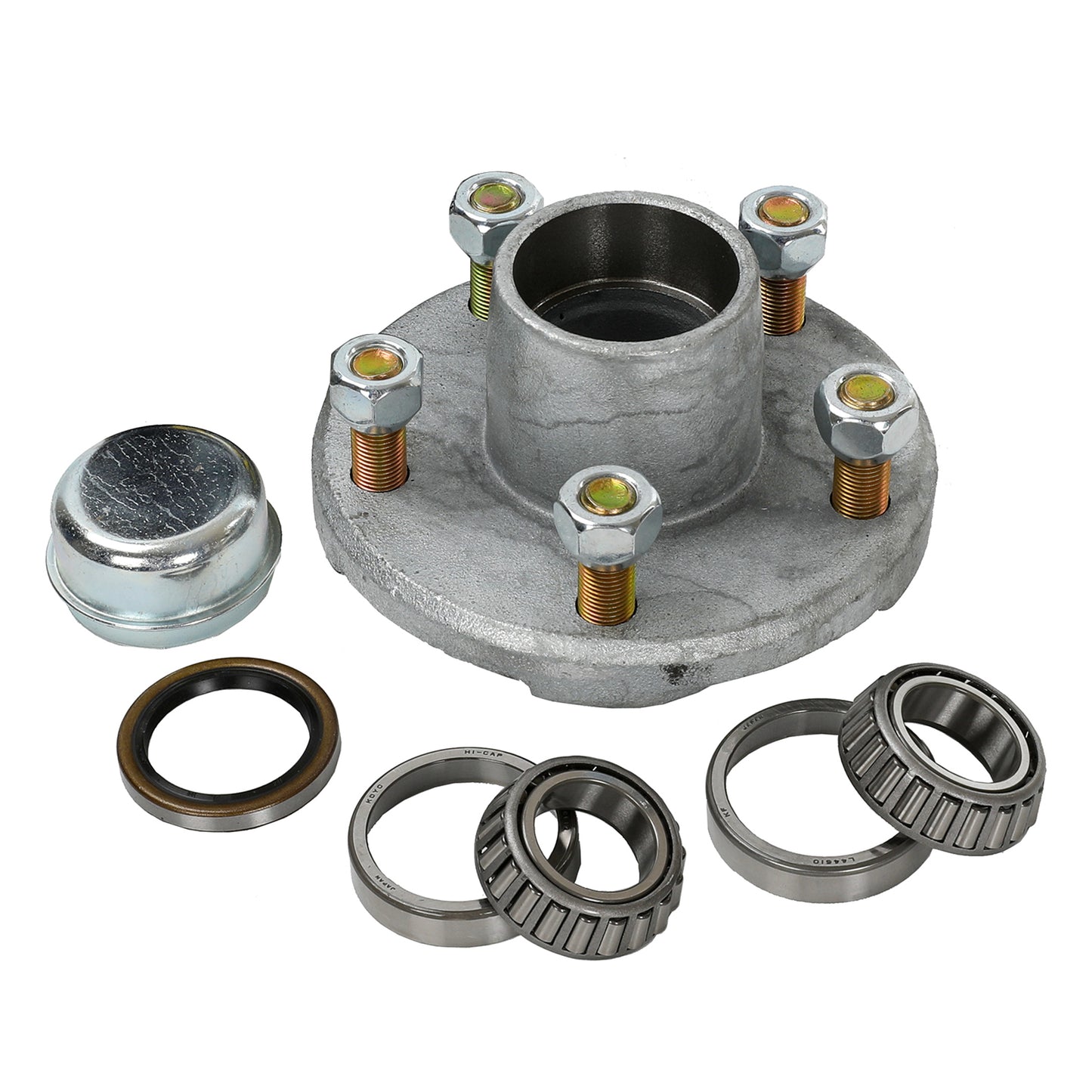 5.5 inch hub assembly 5 stud, 4.5inch PCD (Ford) galvanised USA 2000lb axles