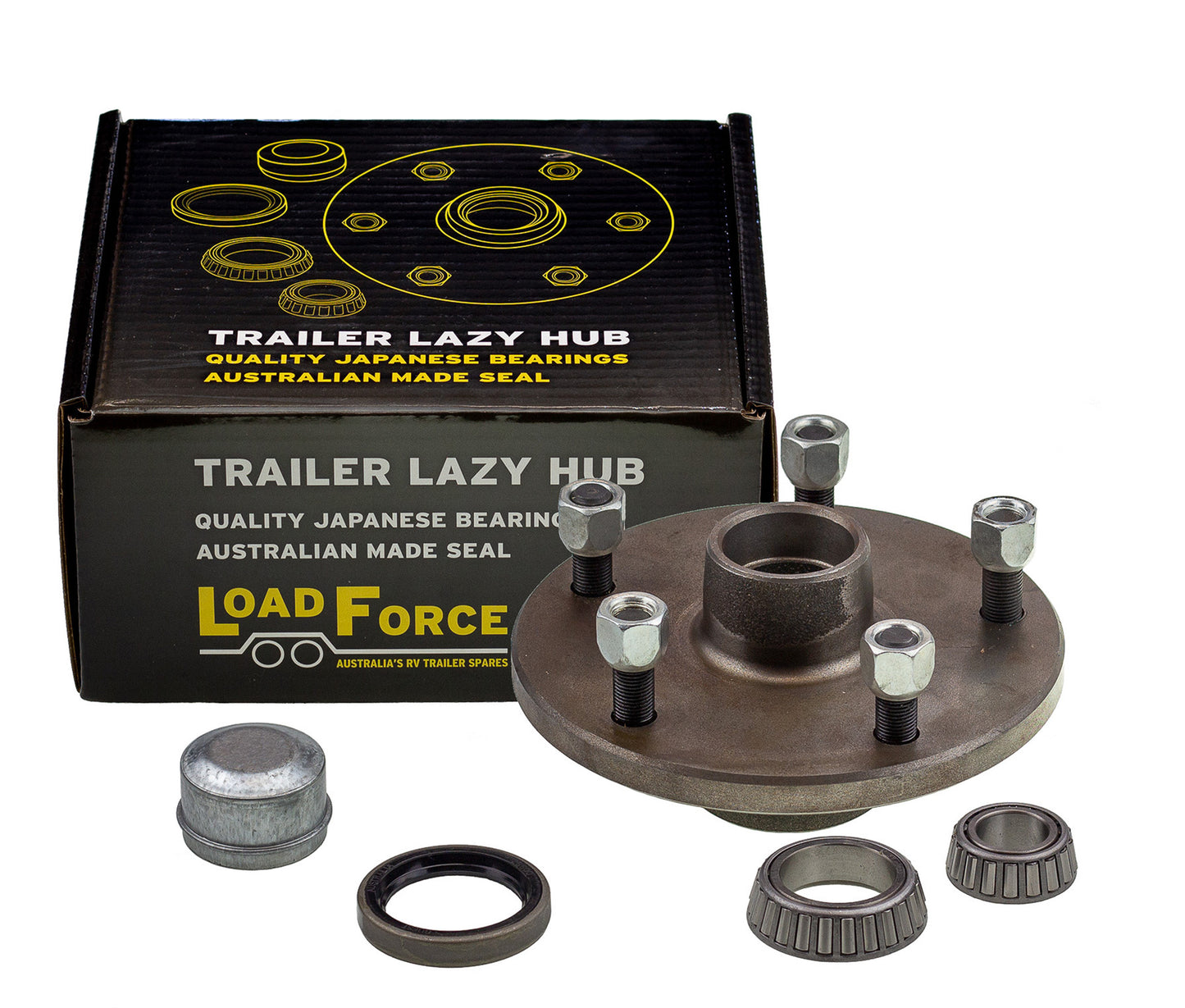 7.5 inch lazy hub assembly LandCruiser 5 stud slimline (Ford) bearing - Trailer Spares Direct