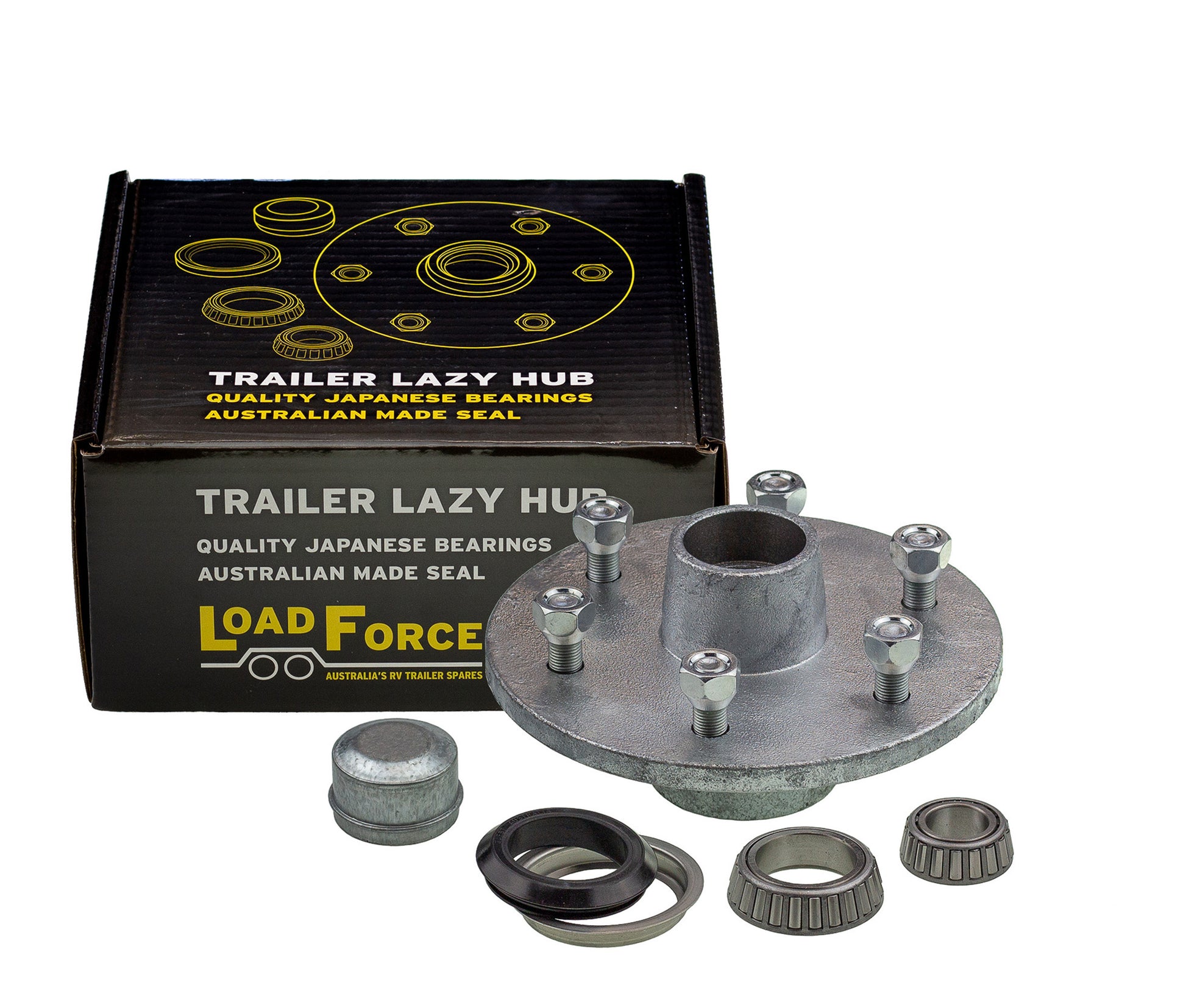7.5 inch lazy hub assembly 6 stud slimline (Ford) bearing - galvanised - Trailer Spares Direct
