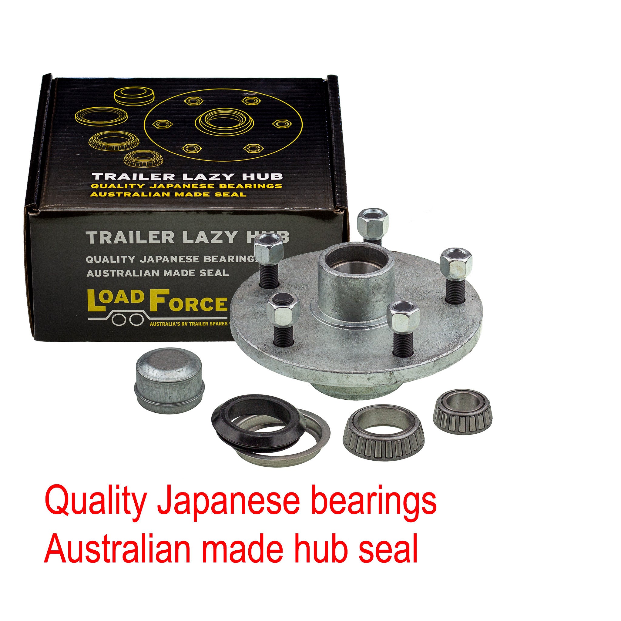 LoadForce 7.5 inch lazy hub assembly LandCruiser 5 stud LM (Holden) bearing - galvanised