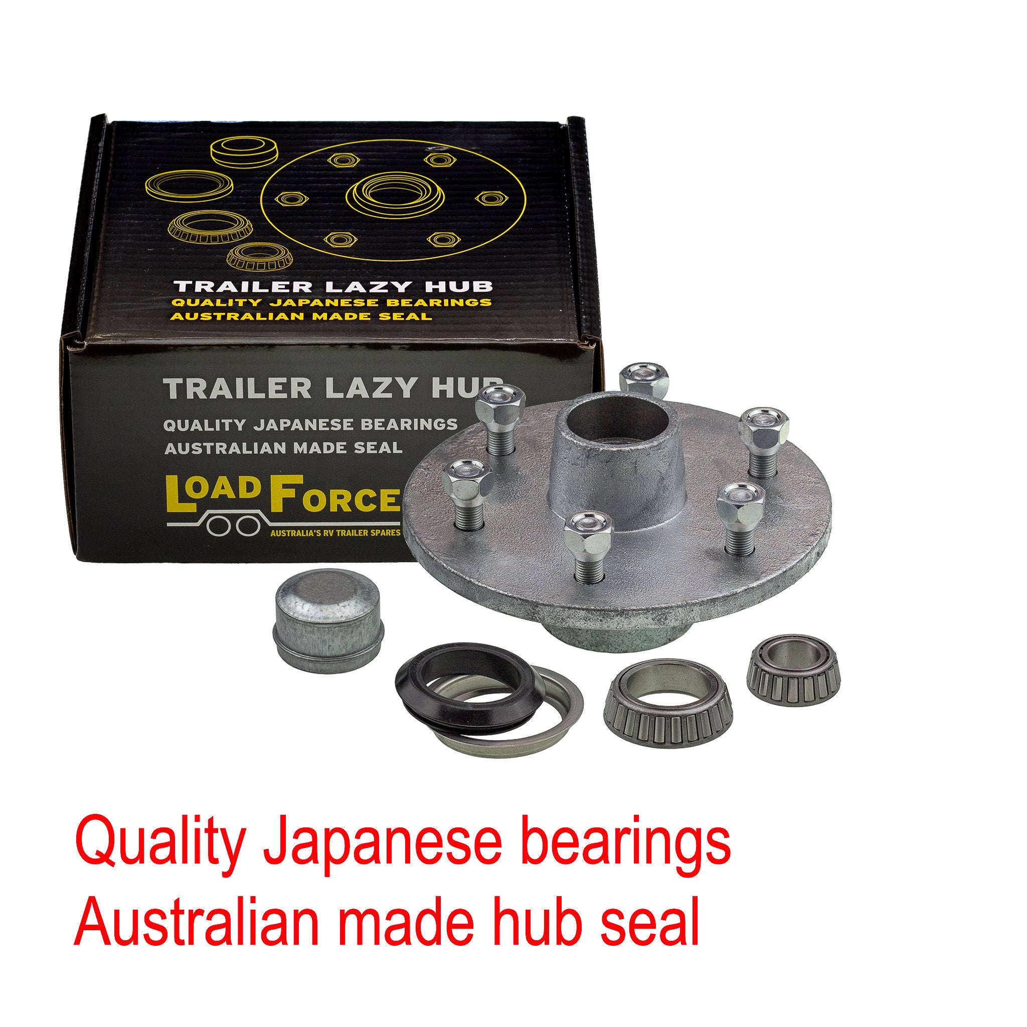 LoadForce 7.5 inch lazy hub assembly 6 stud LM (Holden) bearing - galvanised