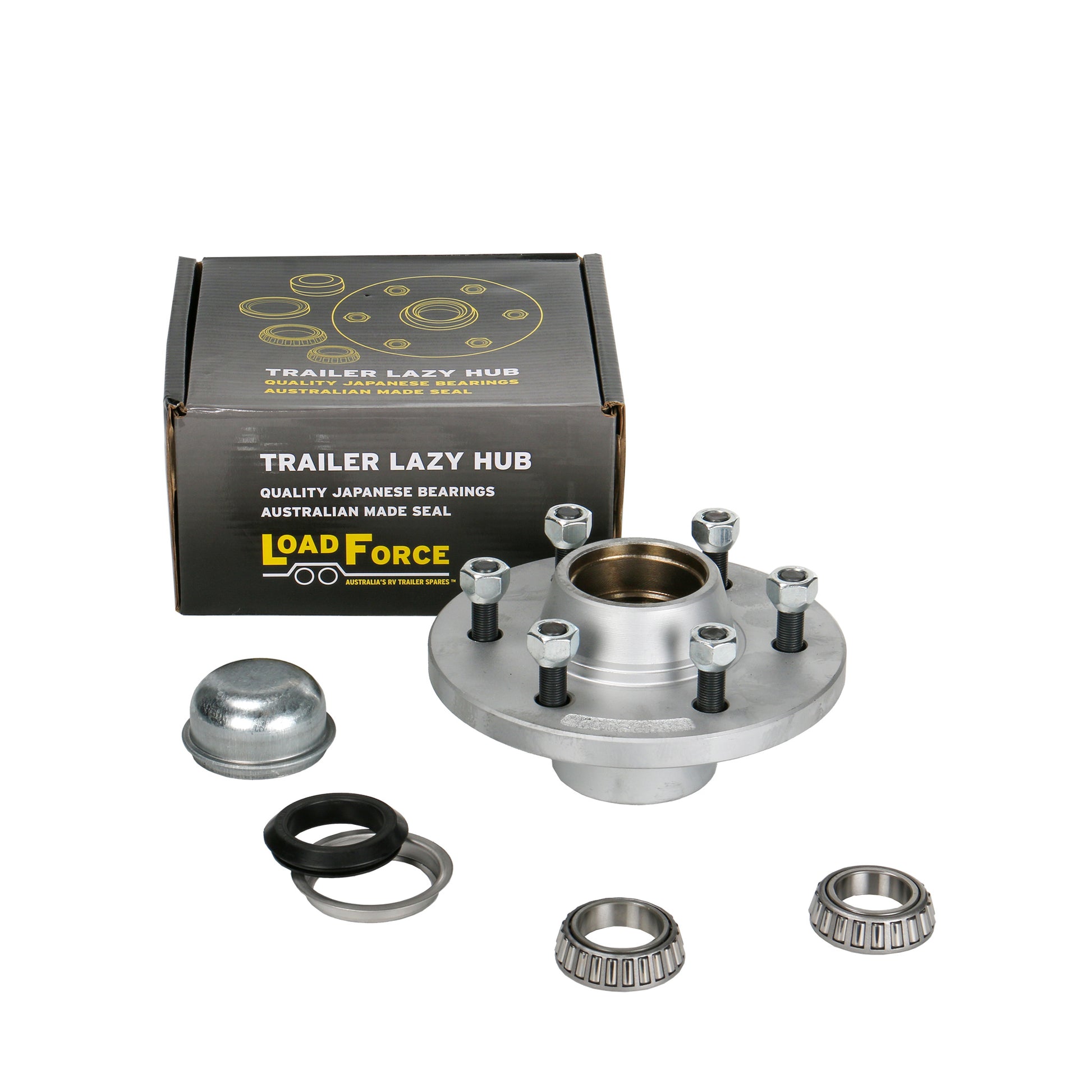 Lazy hub assembly 6 stud parallel bearing - 190mm - Trailer Spares Direct