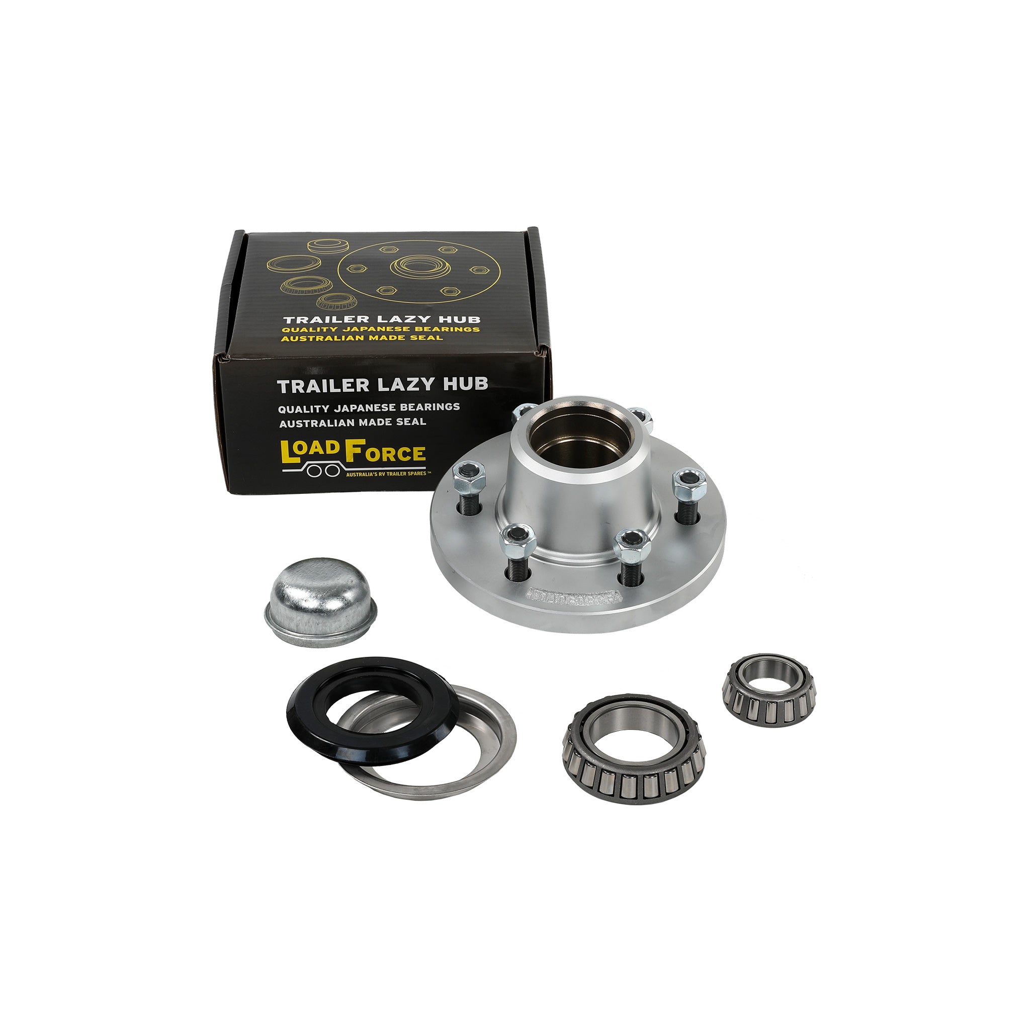 LoadForce 7.5 inch lazy hub assembly 6 stud TX bearing dacromet