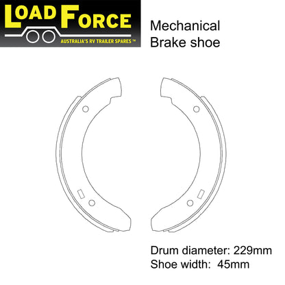 9 x 1.75 inch mechanical drum brake shoe set of 4 - Trailer Spares Direct