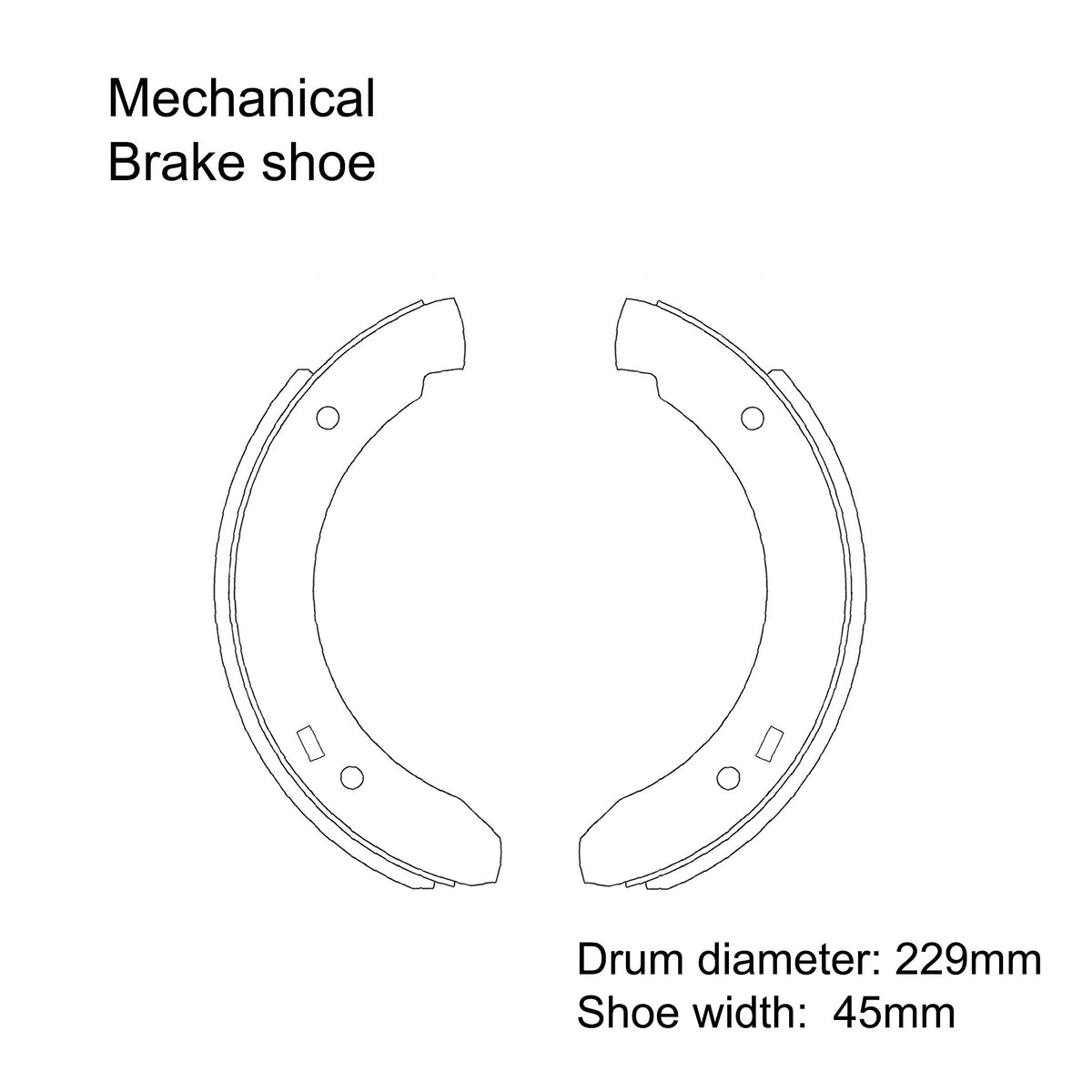 9 x 1.75 inch mechanical drum brake shoe set of 4