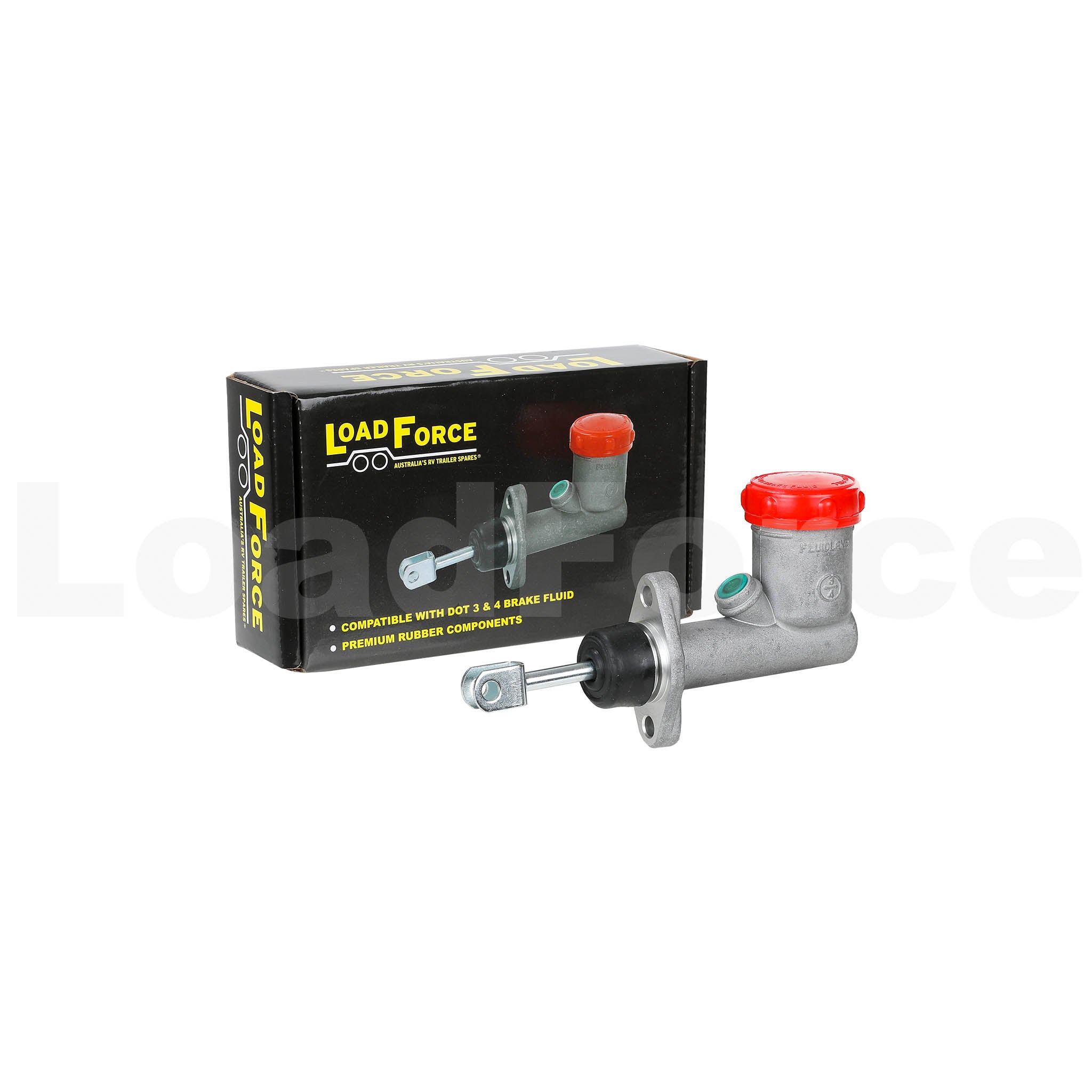 Load force trailer hydraulic brake master cylinder