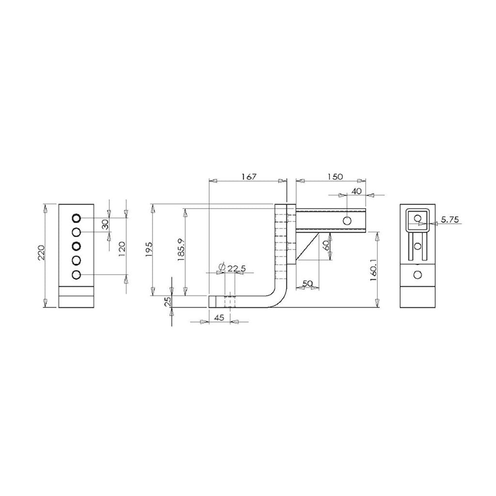 Diagram Pajero towbar hitch mount measurements