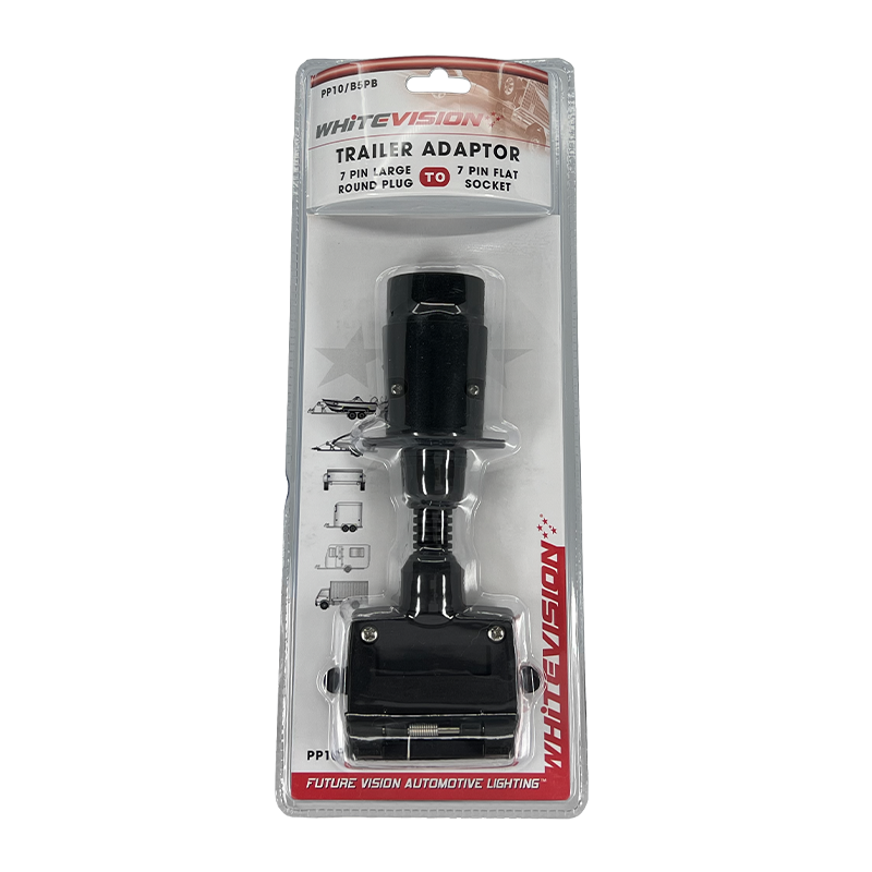 7 Pin Rnd Lge Plug to 7 Pin Flat Socket - Blister - Trailer Spares Direct