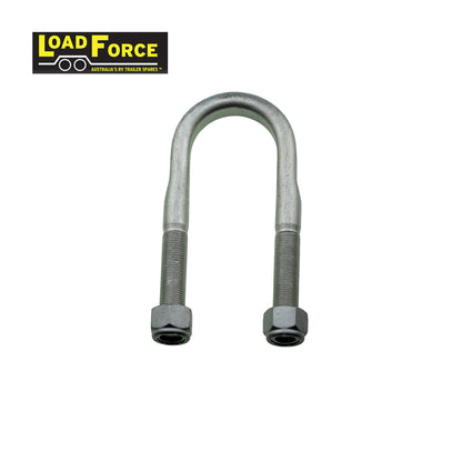 Rated 1/2in U-bolt 39mm round x 115mm long - dacromet - Trailer Spares Direct