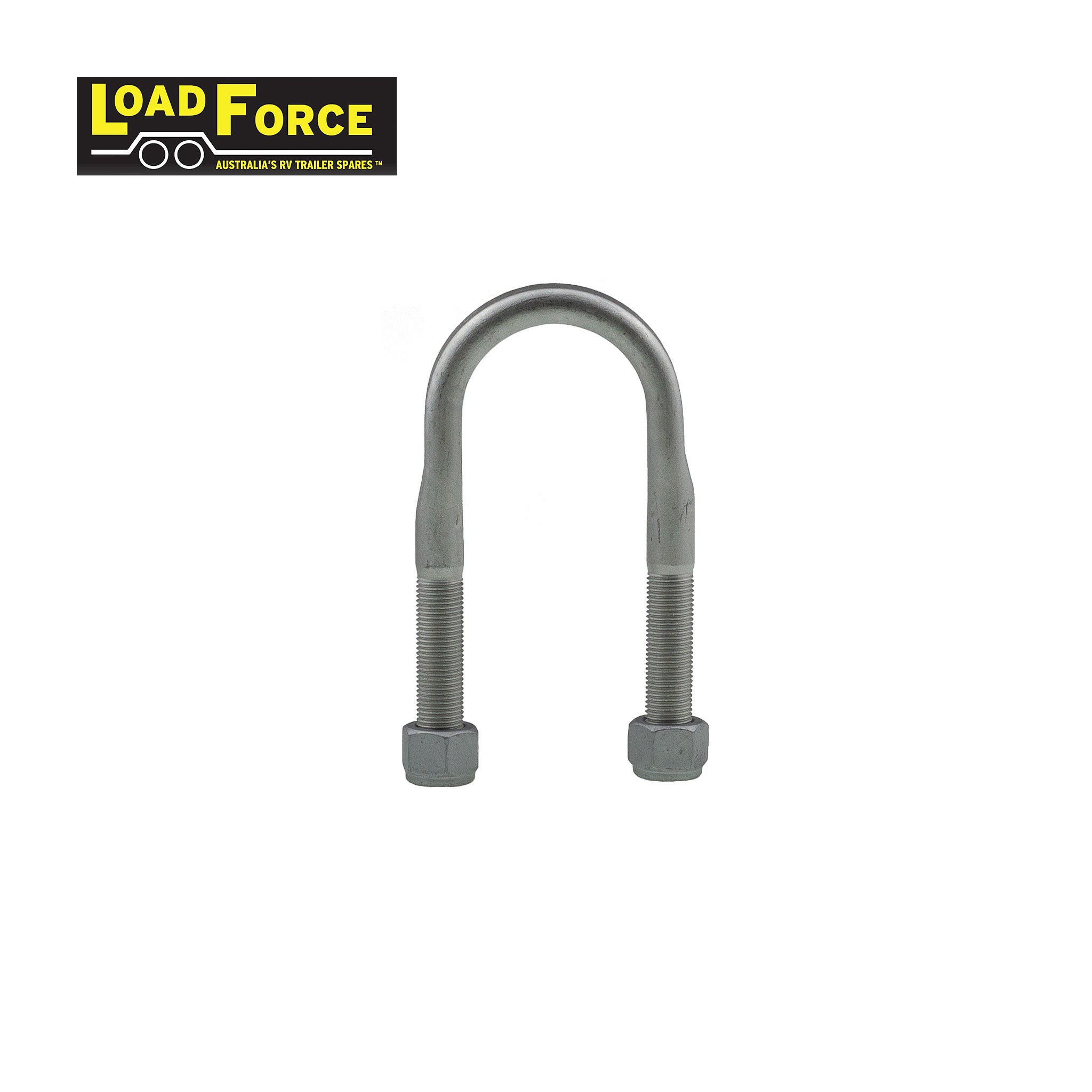 Rated 1/2in U-bolt 45mm round x 115mm long - dacromet