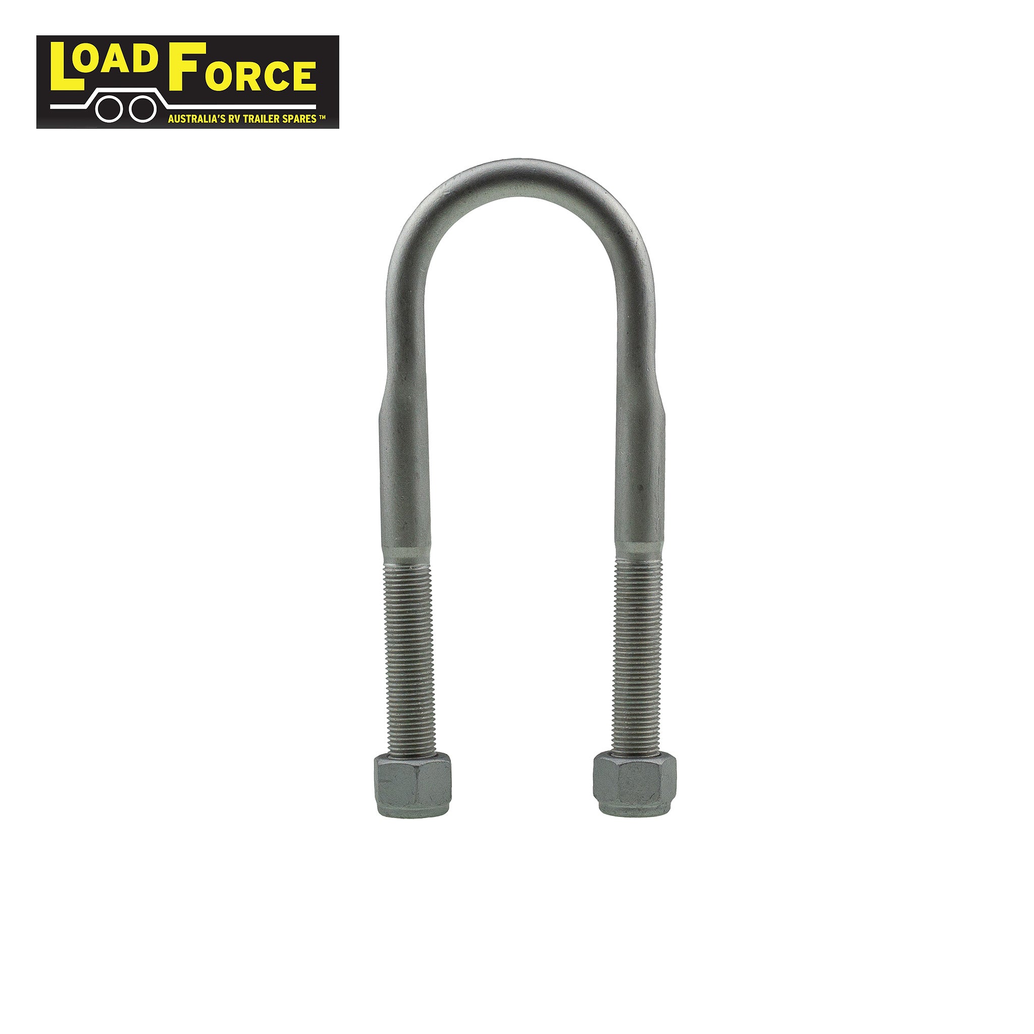 Rated 1/2in U-bolt 45mm round x 150mm long - Dacromet