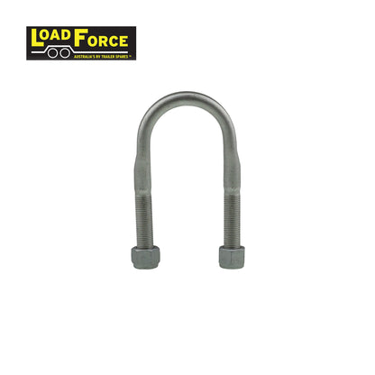 Rated 1/2in U-bolt 50mm round x 115mm long - Dacromet - Trailer Spares Direct