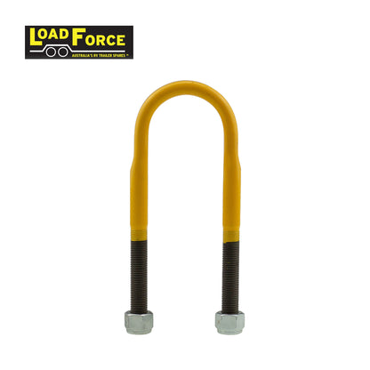 Rated 1/2in U-bolt 50mm round x 165mm long - Yellow - Trailer Spares Direct