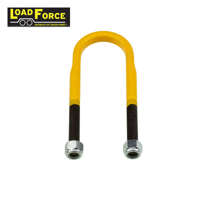 Rated 1/2in U-bolt 50mm round x 165mm long - Yellow - Trailer Spares Direct