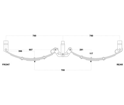 LoadForce 60mm 5 Leaf Roller Rocker Kit - 2500kg - 13-14" Wheels - Black