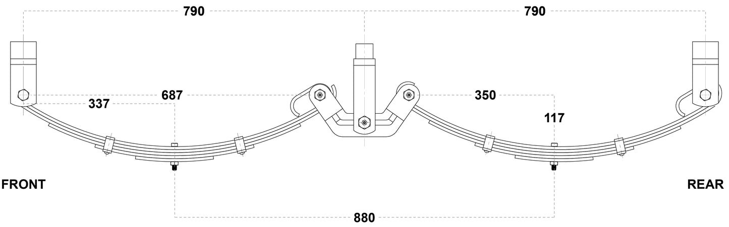 LoadForce 60mm 5 Leaf Roller Rocker Kit - 2500kg - 15-16" Wheels - Black