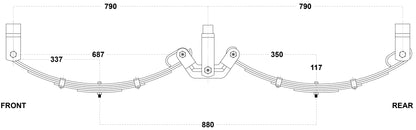 LoadForce 60mm 5 Leaf Roller Rocker Kit - 2500kg - 15-16" Wheels - Black
